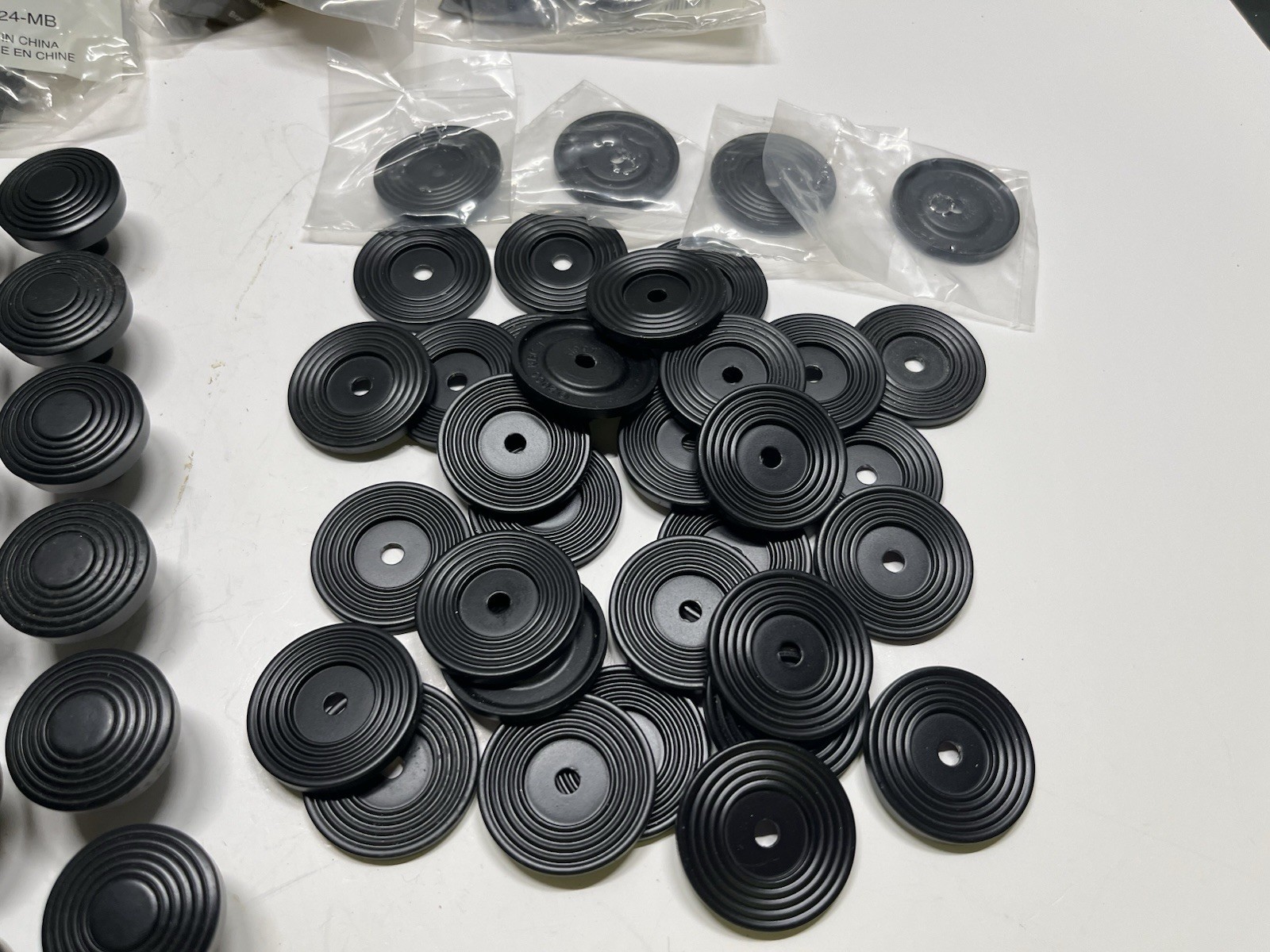 Vintage Lot (40) NOS 2006 Matte Black Heavy Ribbed Design Drawer/Cabinet Knobs