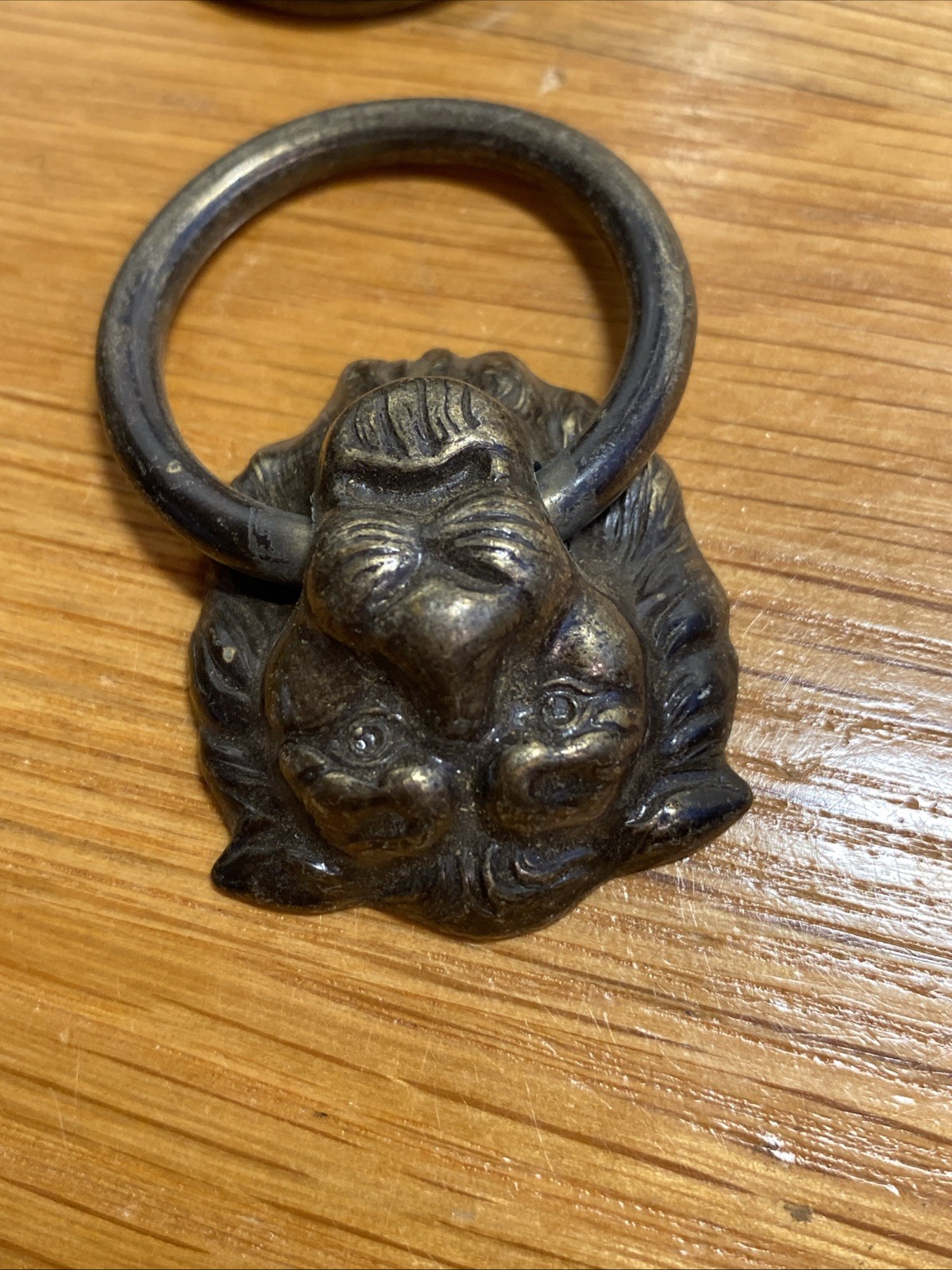 Lot of 6 Ornate Antique Vintage Lion Head Ring Drawer Knobs Pulls
