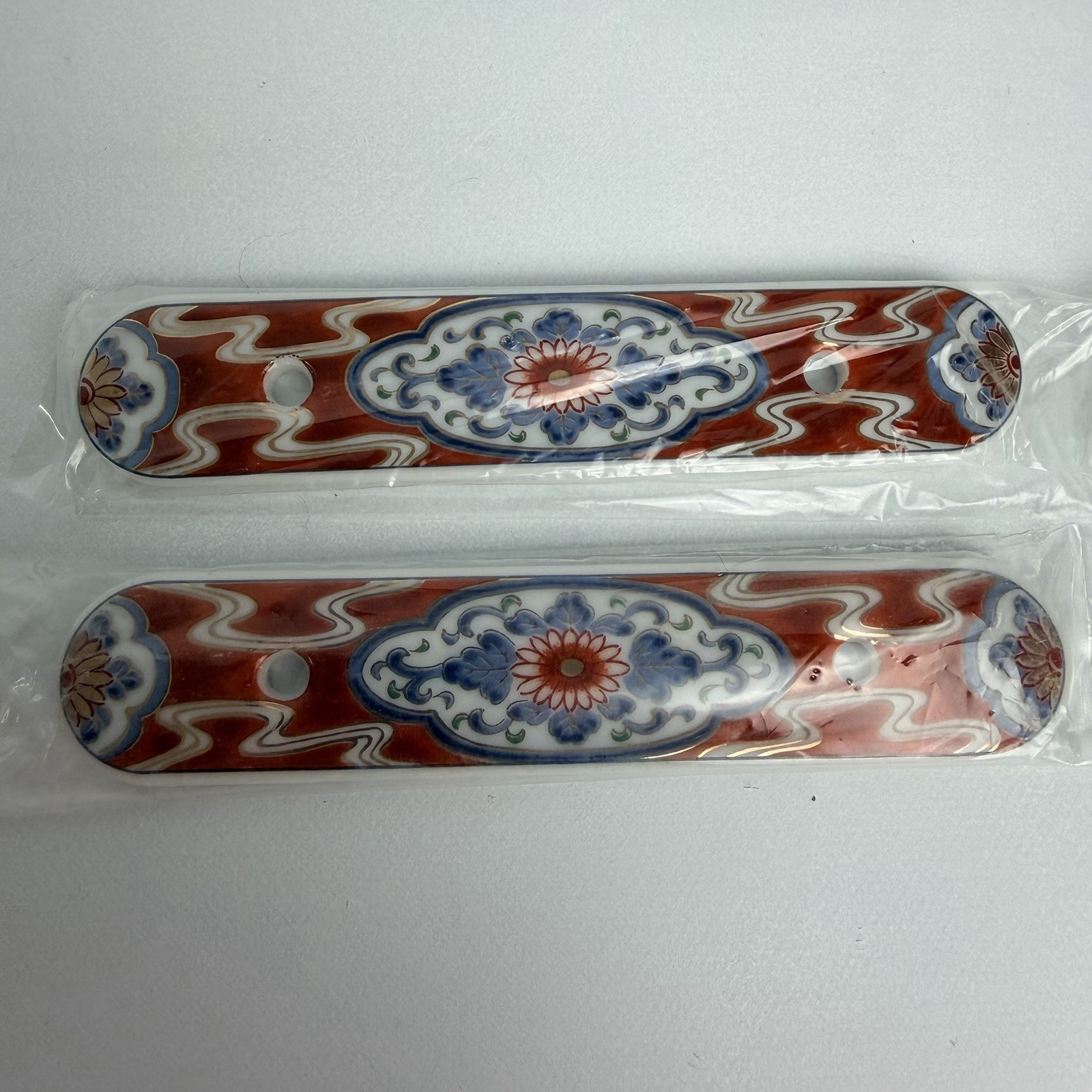 VTG Belwith Backplate Ceramic Cabinet Drawer Asian Japan Design ’85 Lot of 2 NEW