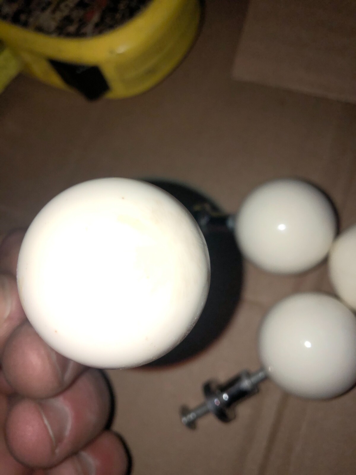 RARE set 4 Vintage White Lucite & Chrome ball Pulls Drawer Mid Century 1 3/8”
