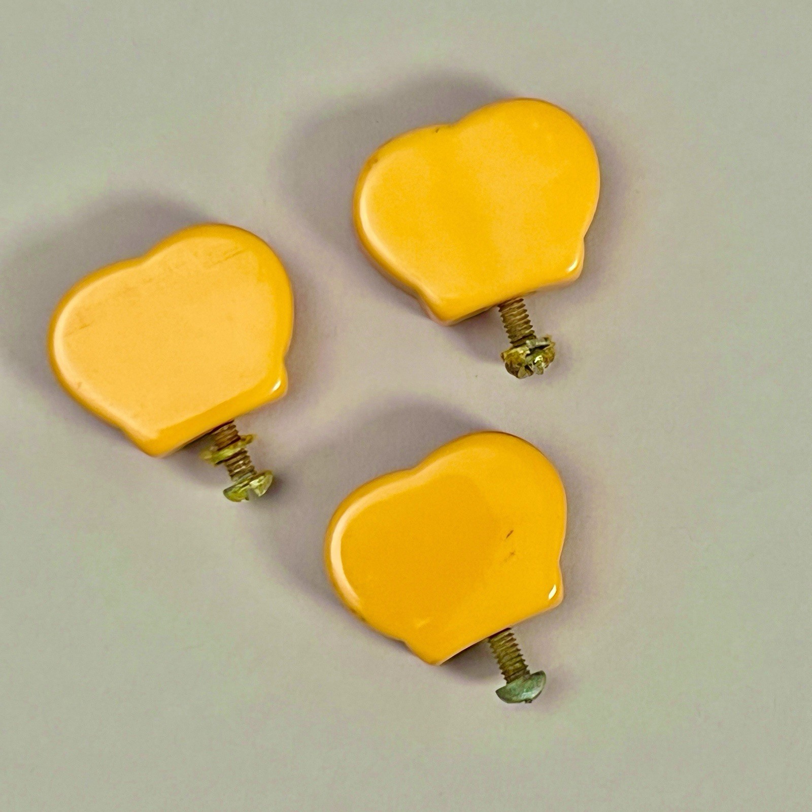 Vintage Butterscotch / Orange Drawer Pulls Knobs Set of 3