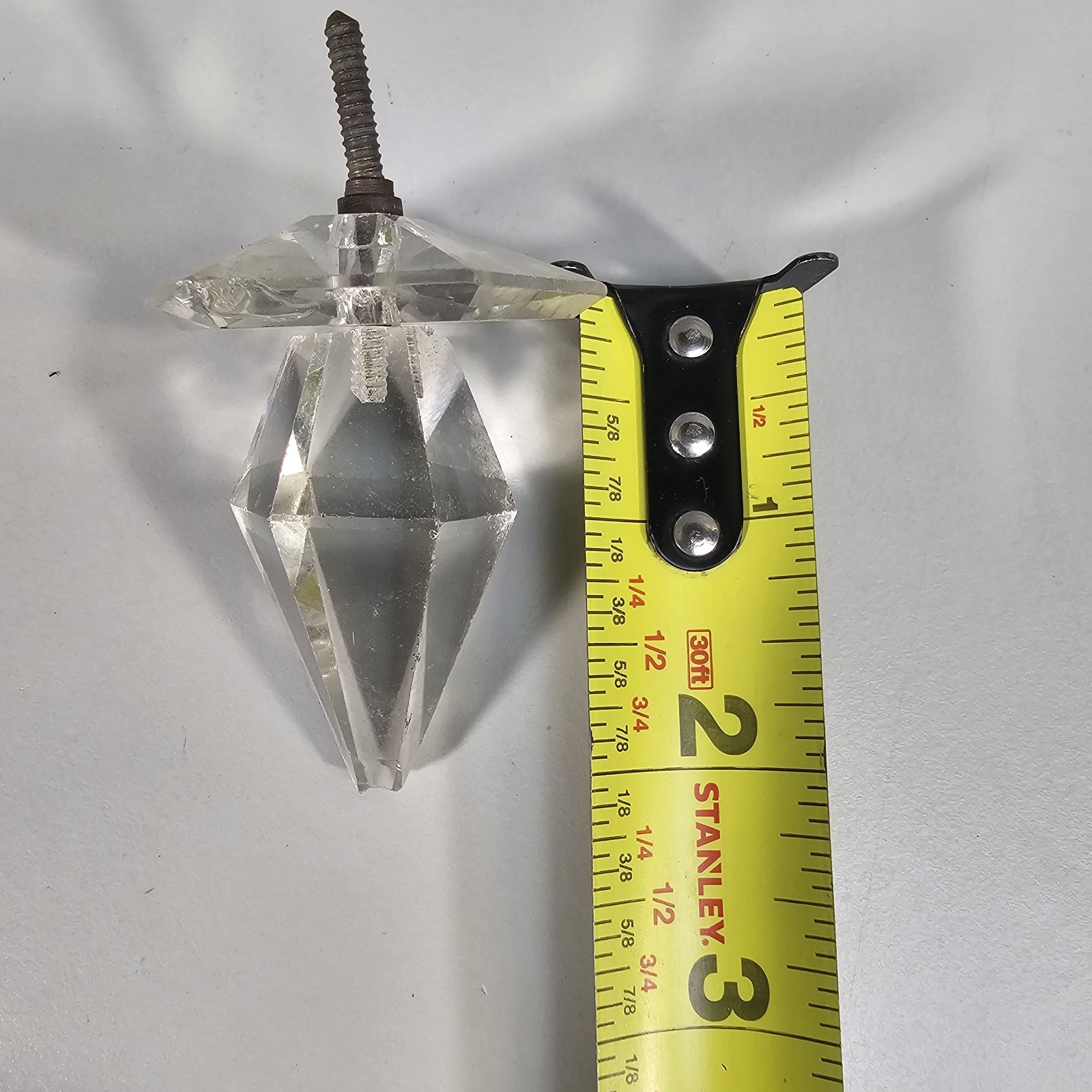 Drawer Pull Knobs Faceted Acrylic Set of 7 Clear Diamond Point Style Vintage