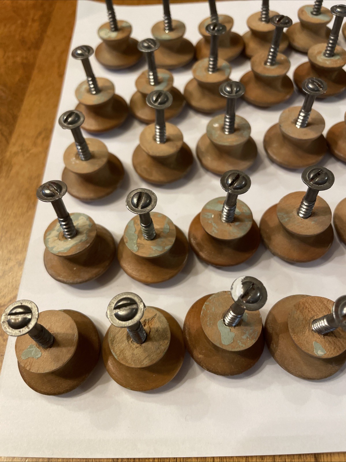 Lot Of 30 Vintage Mushroom Wooden 1.25” Knob Pulls for Drawer Dresser Hardware