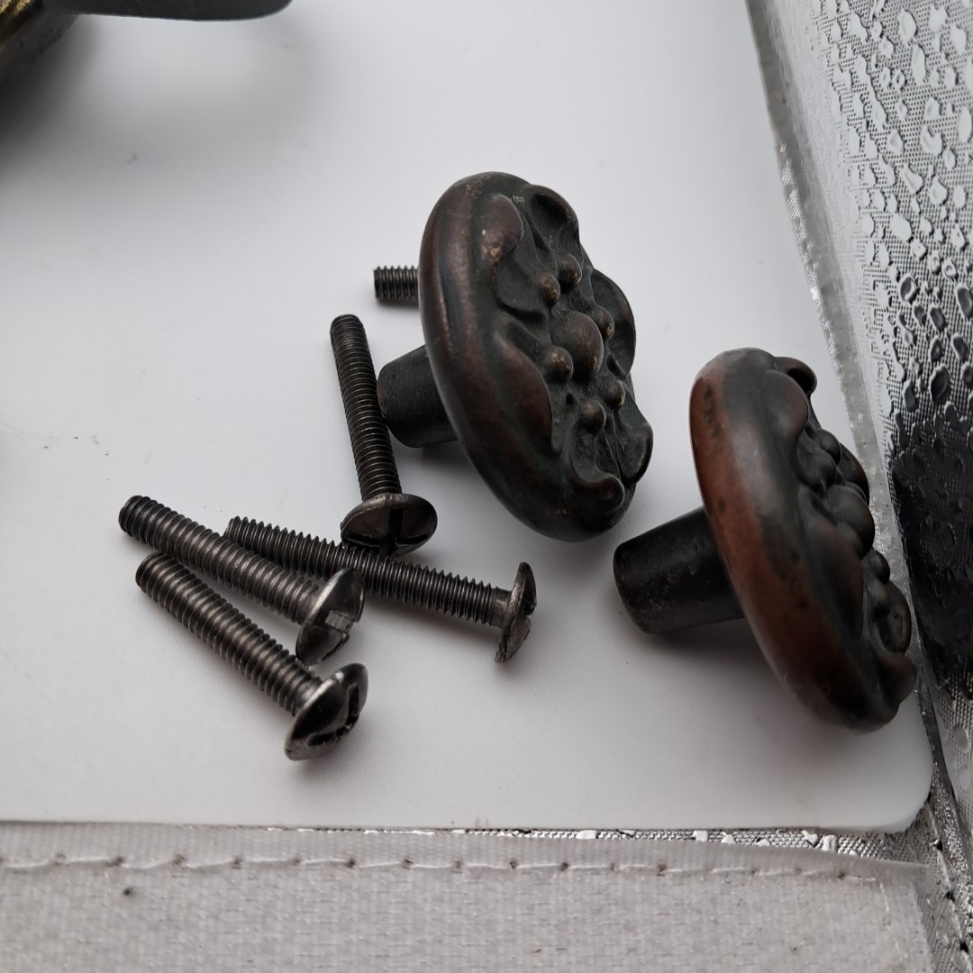 Vintage KBC Brass Cabinet Hardware Lot Ornate Drawer Pulls Knobs Handles 6pc Set