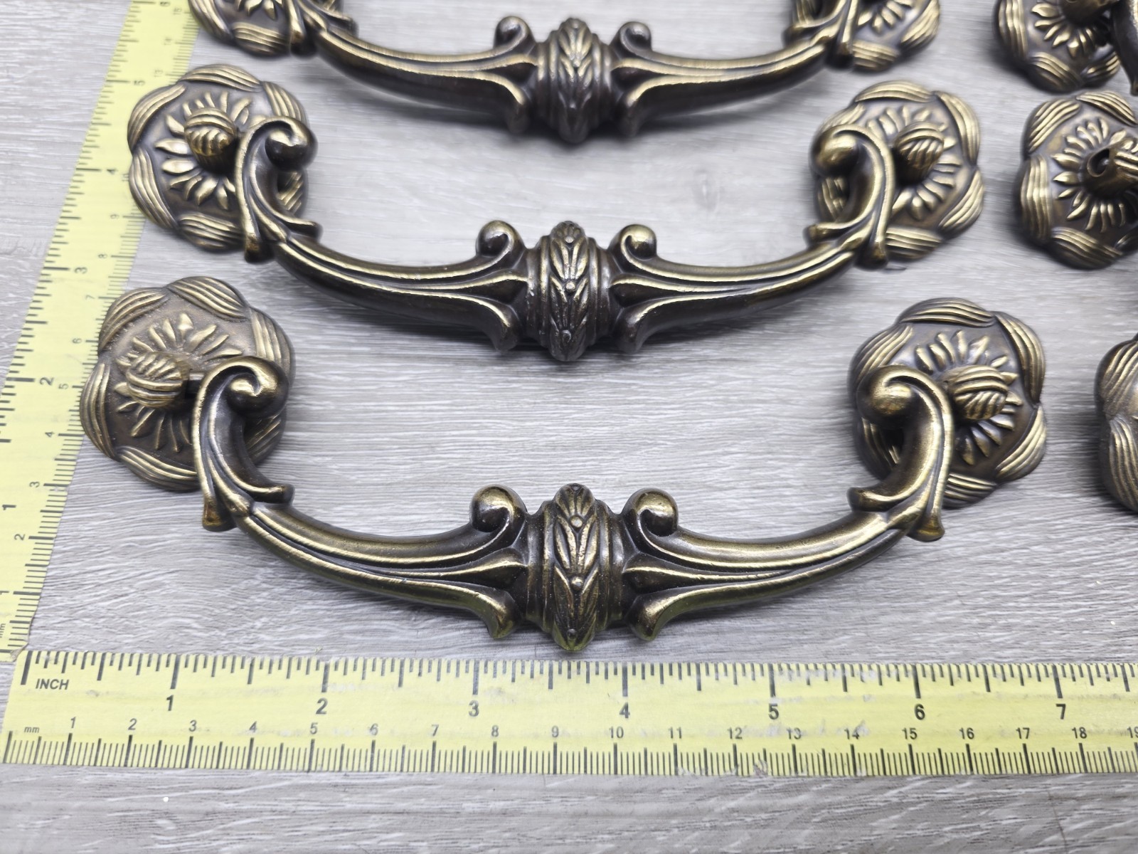 8 Sets Vintage Keeler Brass Co. Solid Brass Drawer Pull 7 Inches, 5 Inch Pull