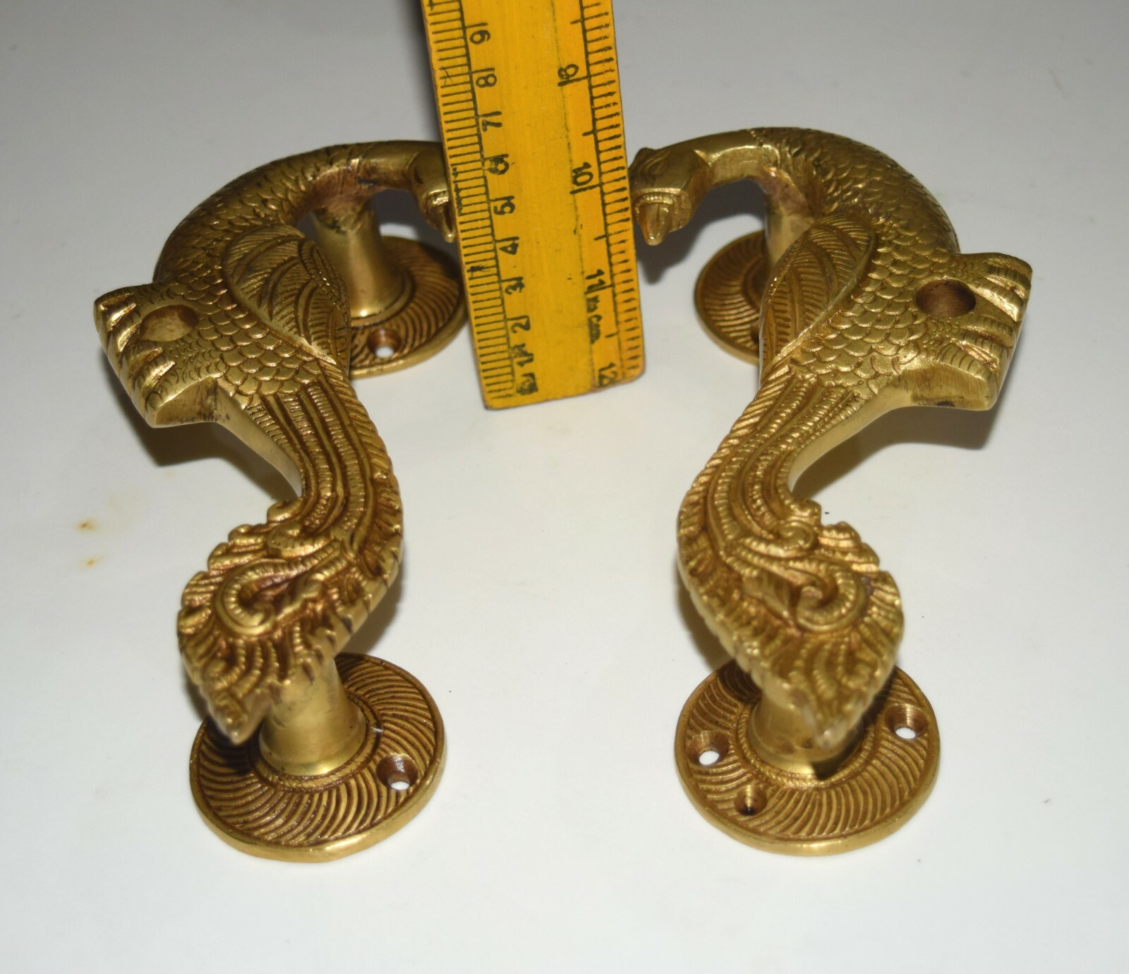 Magnificent Brass Bird Handle Peacock Engraved Ethnic Room Door Puller Set HK208