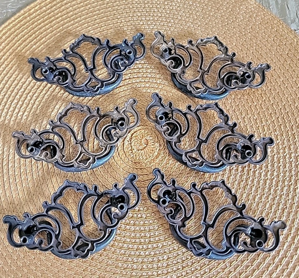 Lot of 6 VTG Brass Metal Drawer Pulls Handles Batwing Keeler Brass Co KBC1 N1935
