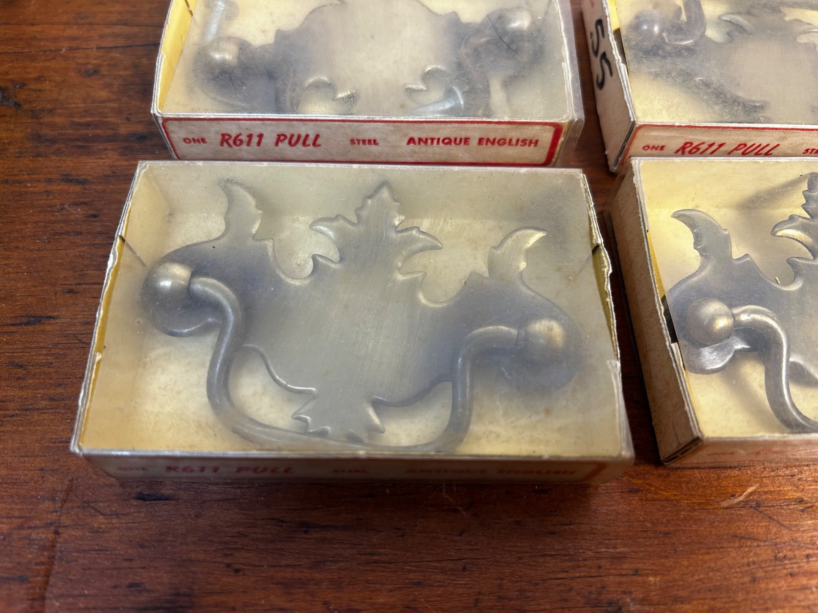 Set of 4 Vintage National Lock Co Antique English Drawer Pulls Brass NOS – READ