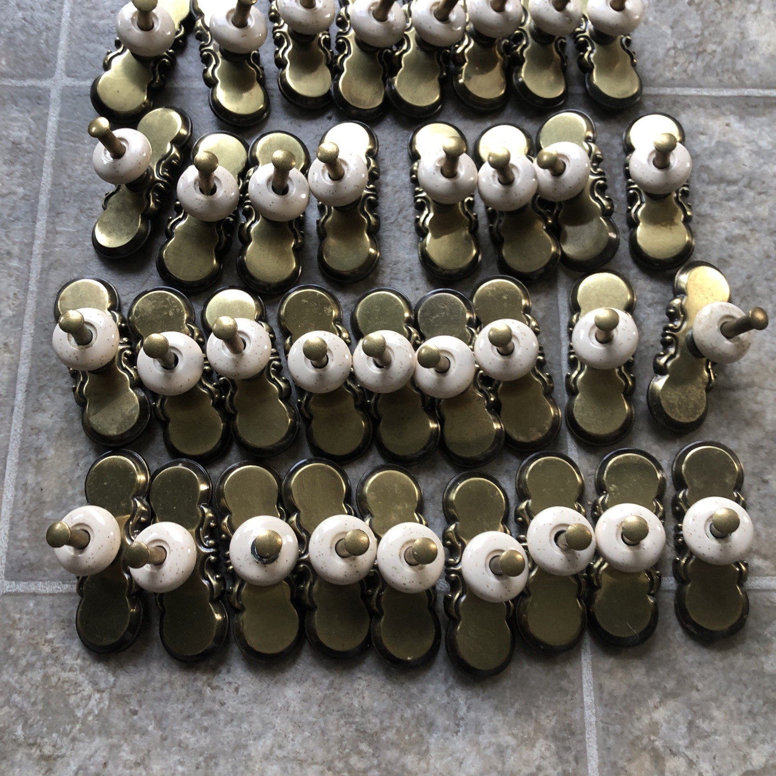 Amerock #741-1 Ceramic Brass Hardware Drawer Pull Handle 3” VTG Lot of 34
