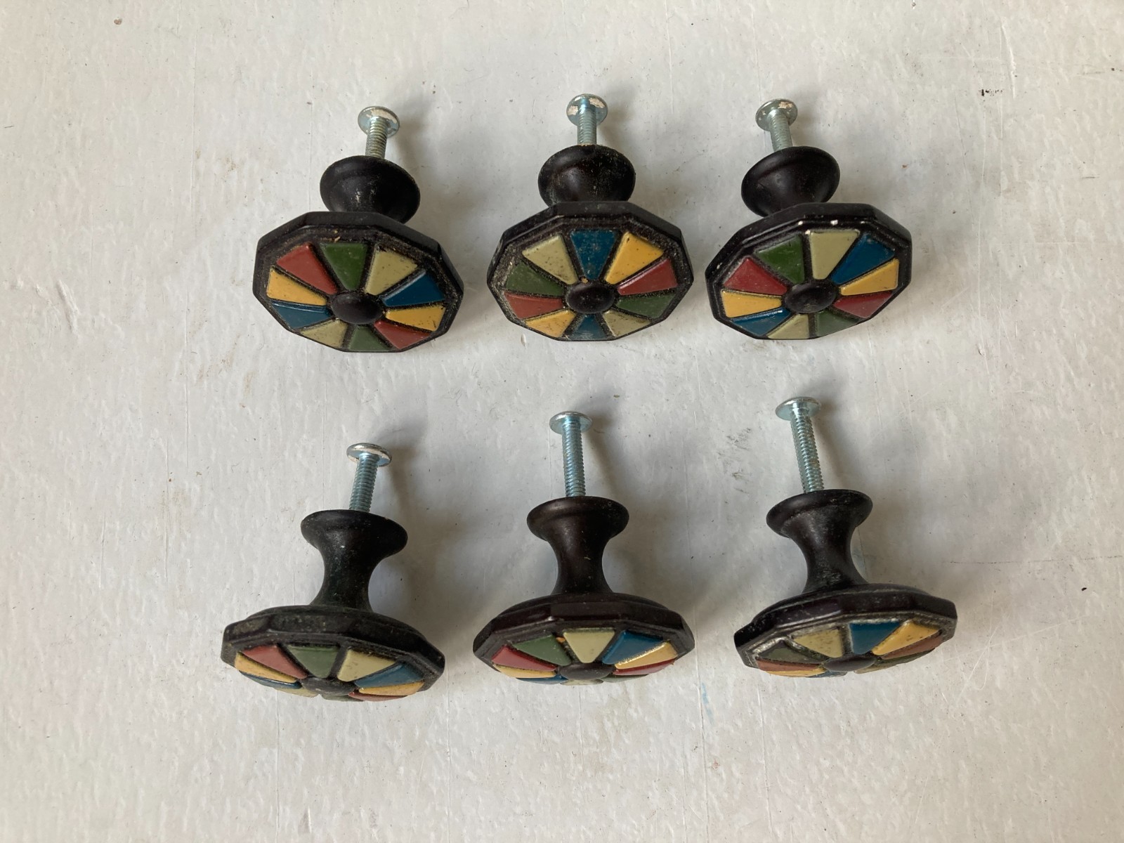 1-1/2 inch Natural Mosaic Knob Lot of 6 Art Deco Style Liberty Hardware