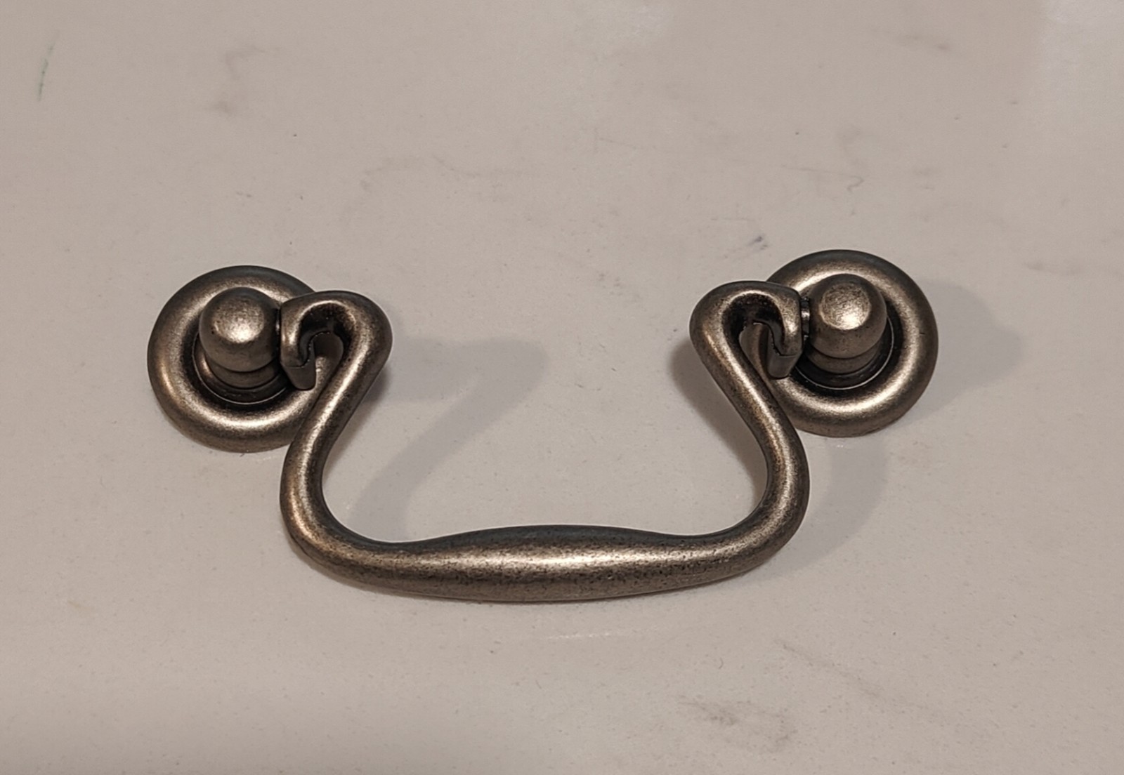 6 Pcs Elegant Bail Handle Drop Pulls Drawer Cabin Zinc Alloy Brushed Silver