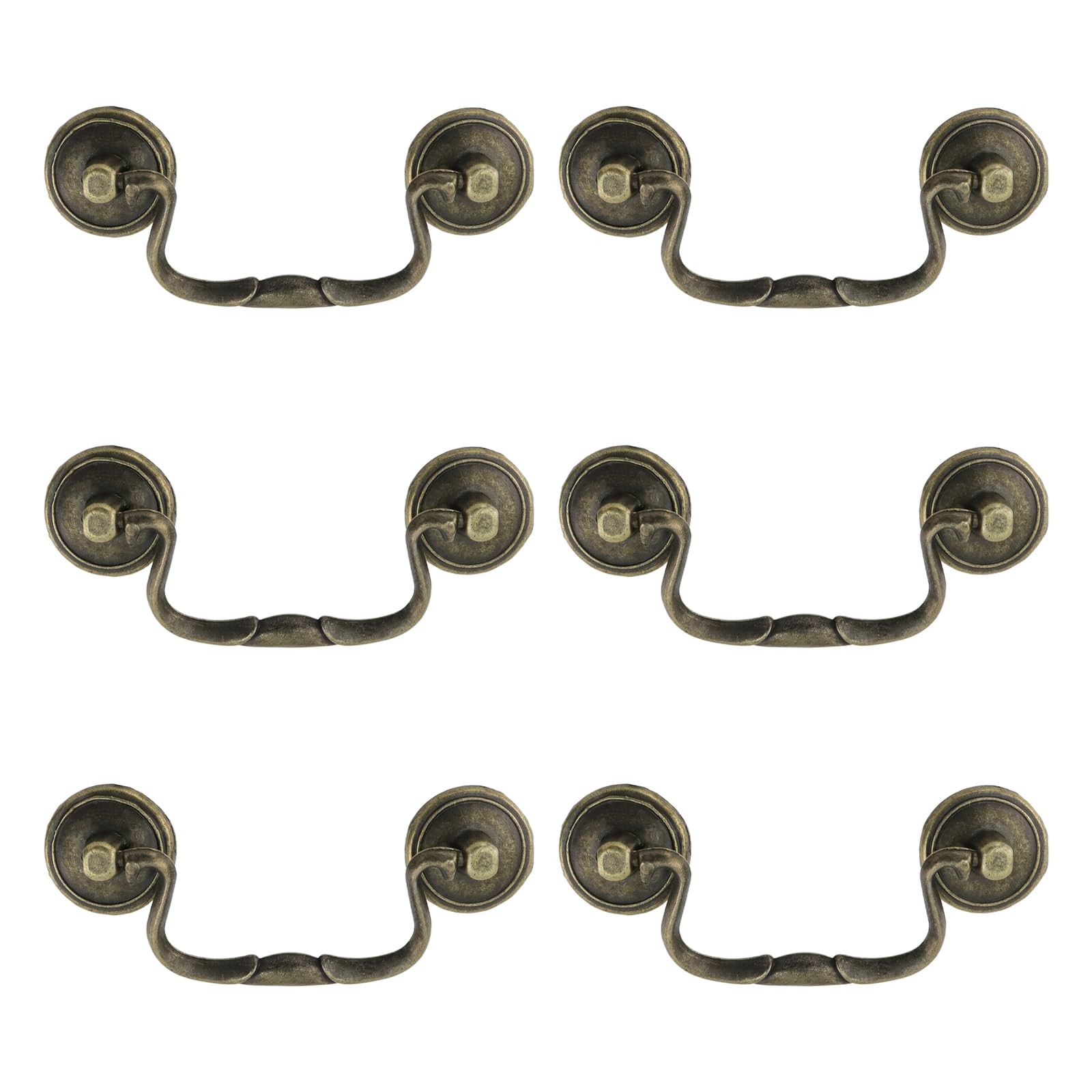 Pastlla 6 Pcs Antique Bail Handle Drop Pulls Vintage Bronze