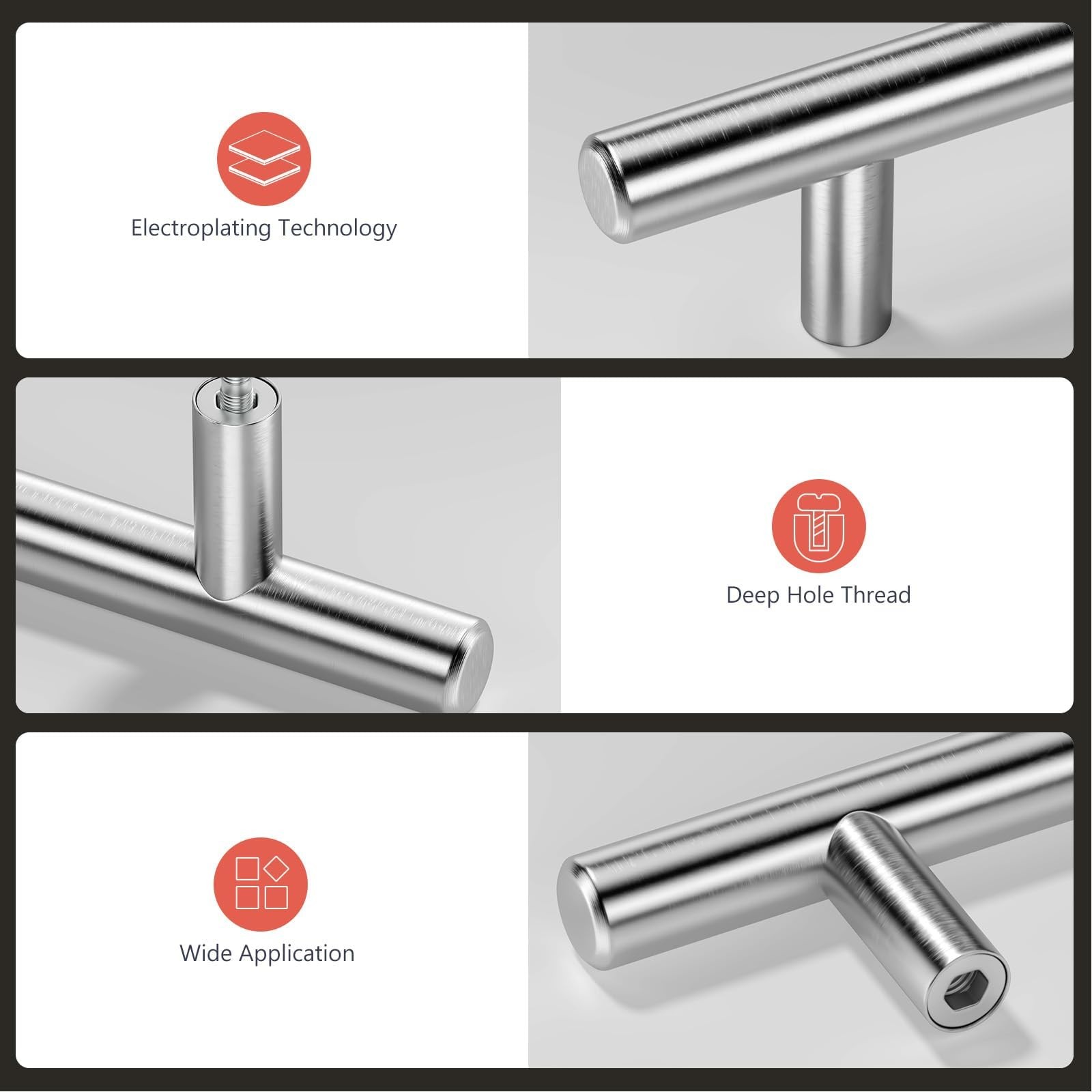 Homdiy 15 Pack Brushed Nickel Cabinet Pulls 3 Inch Handles Stainless Steel