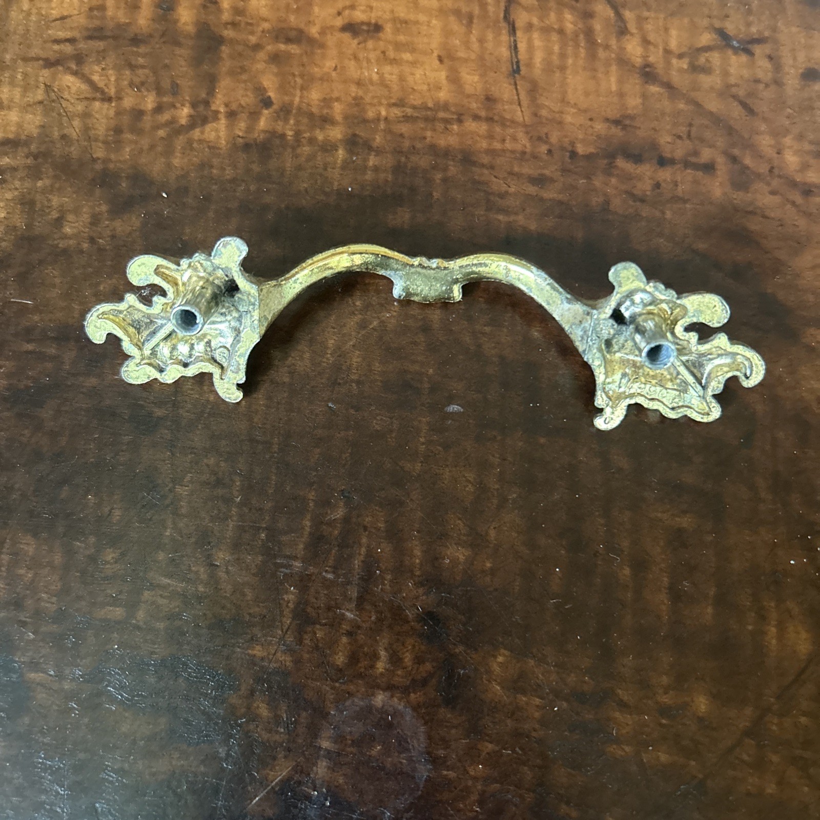 6 Vintage NOS Ajax Drawer Pulls Handles Scroll White Gold Ornate Hardware 990