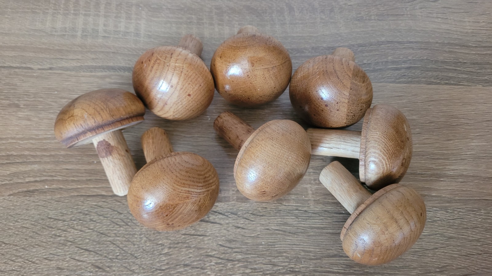 Vintage Wood Drawer Pulls Mushroom Shaped