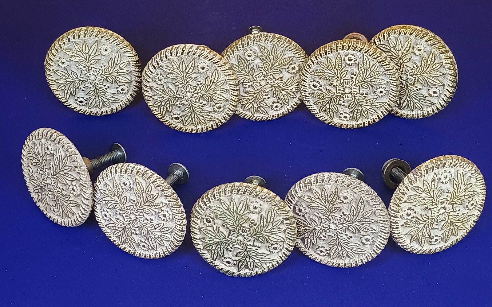 Allison VTG Antique 770 Cabinet Drawer Pull Floral Design Lot of 10 Japan Concho