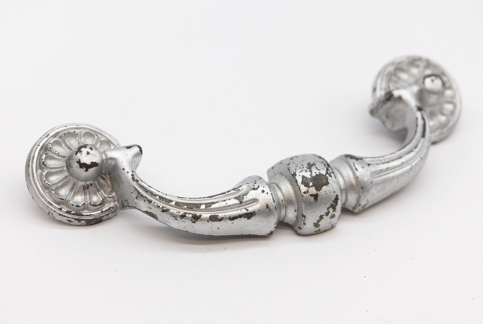 Vintage Traditional Silver Painted Bridge Drawer Pulls