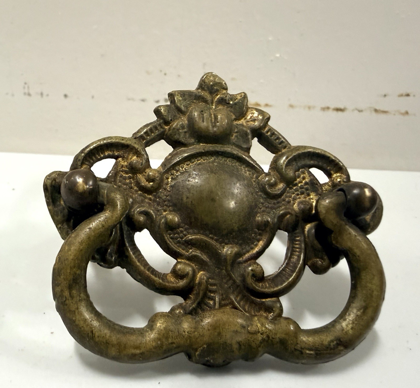 Antique Victorian Ornate Metal Drop Bail Drawer Pull