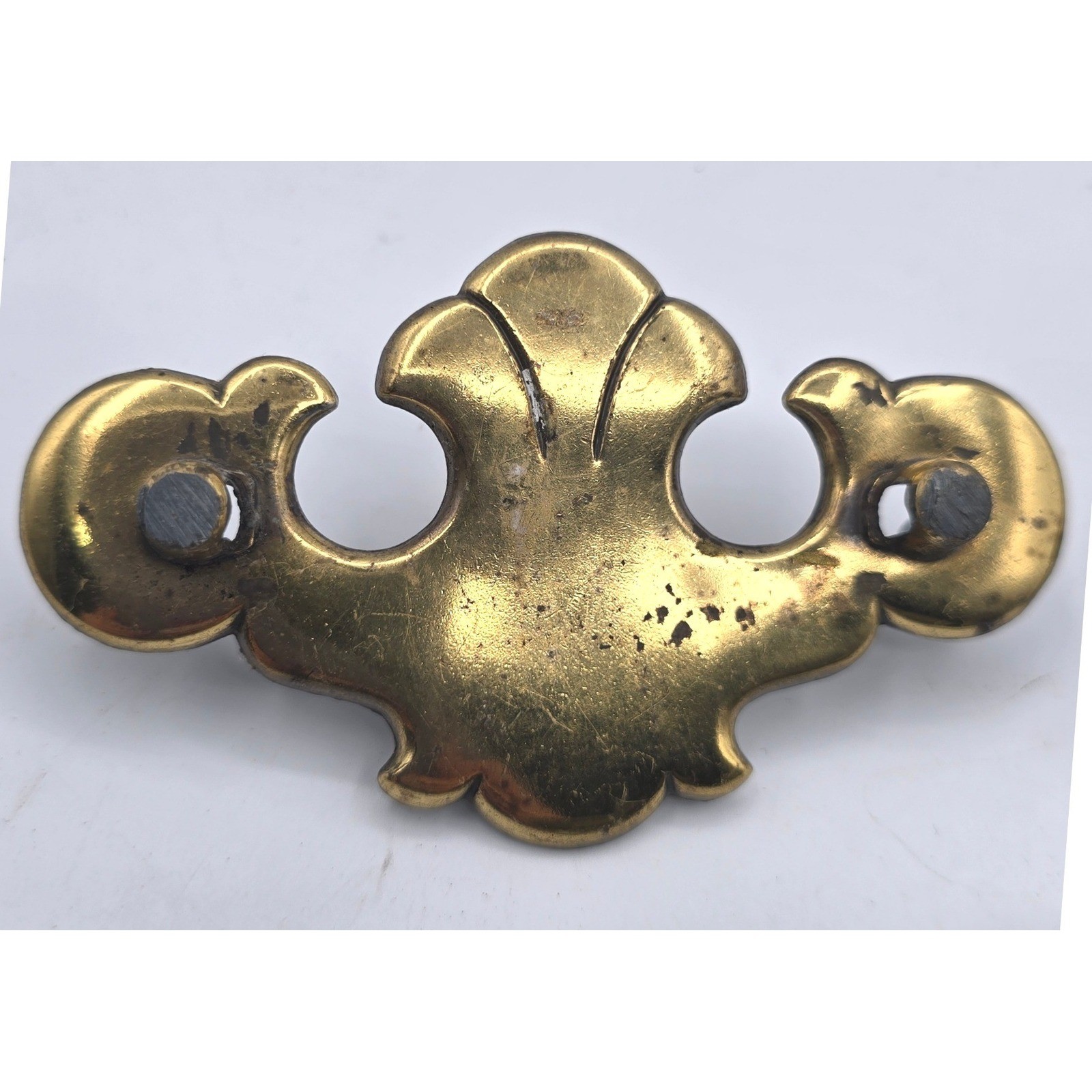 Vintage Brass Batwing Chippendale Drawer Pull Backplates Set of 3 Furniture