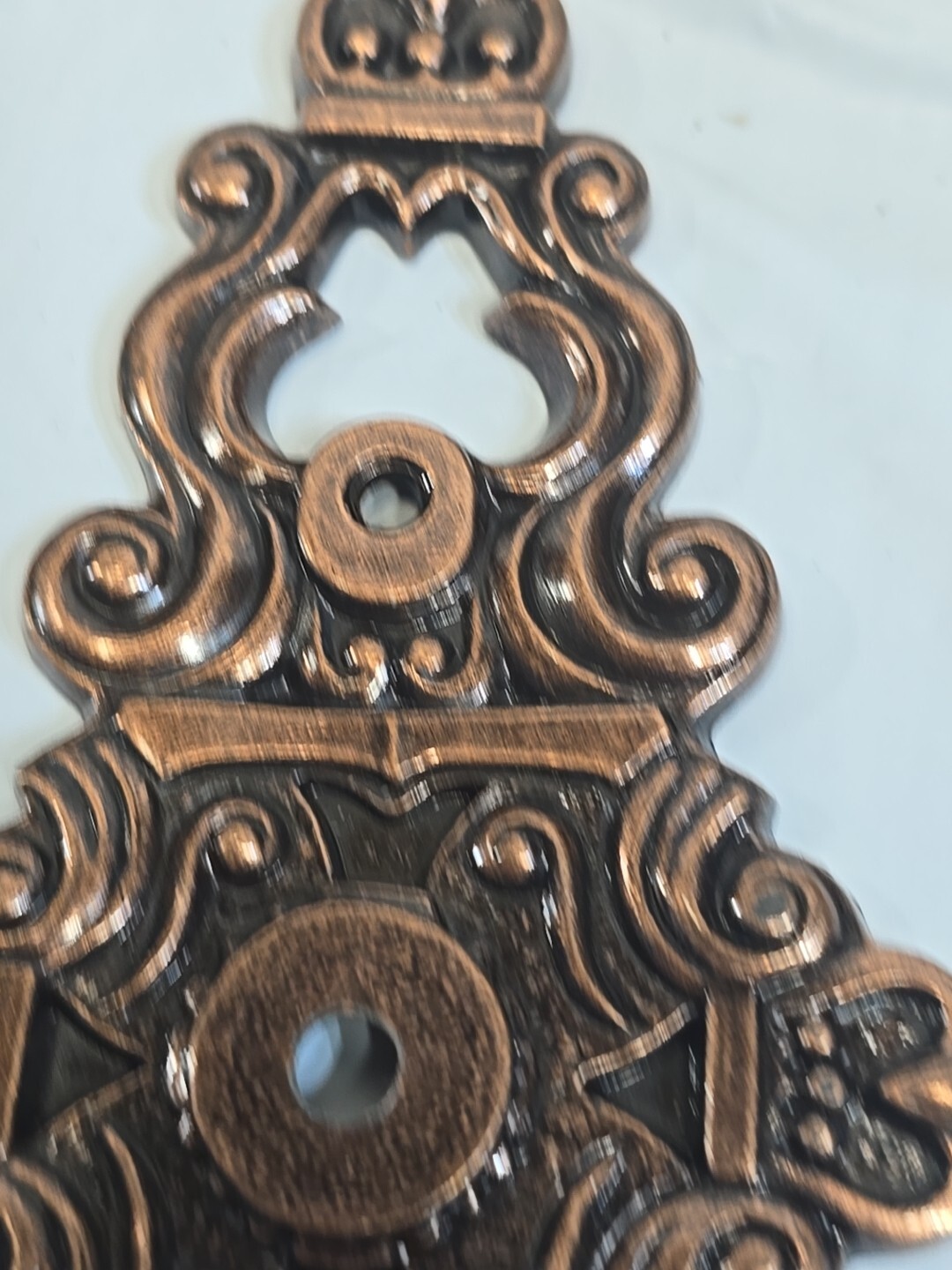 1970s Hyer Ornate Brass Cabinet Door Plate Large Hollywood Regency Vintage MCM