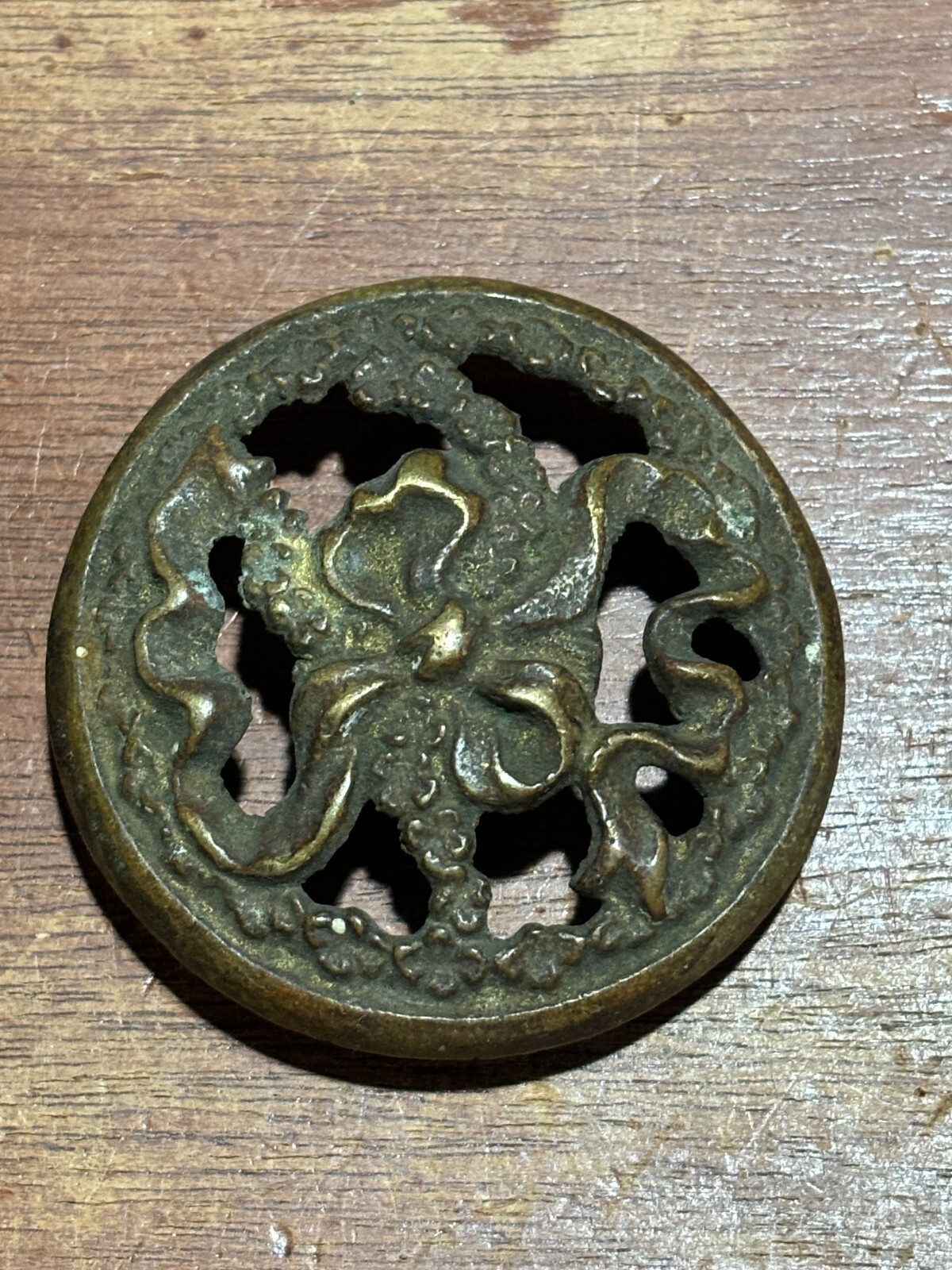 3 Vintage Ornate Round Cabinet Knob Drawer Pulls 2 inch Diameter