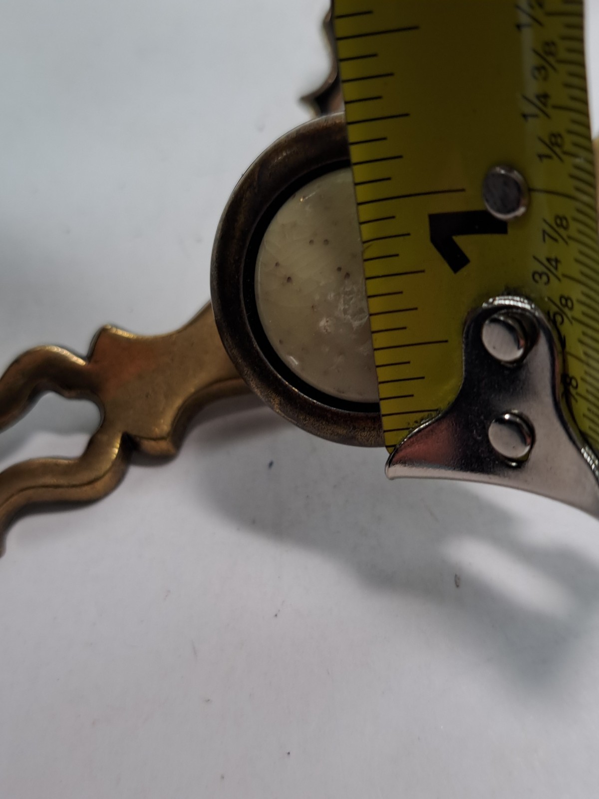 Set Of 2 Vintage Brass DRAWER PULL Knobs With Back Plates Canada Beige Center