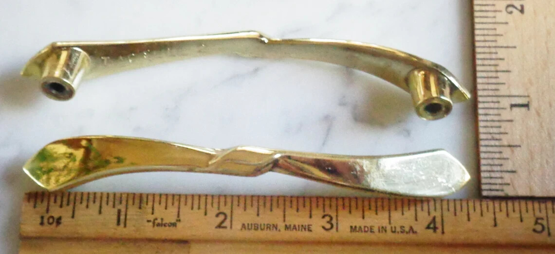 12 “Tessell” Gold Bowtie Cabinet Door Drawer Pull Handles – Vintage 4 1/2 inch