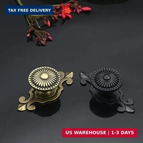 Golden Brass Antique Vintage Retro Drawer Cabinet Metal Knobs with Backplates 12