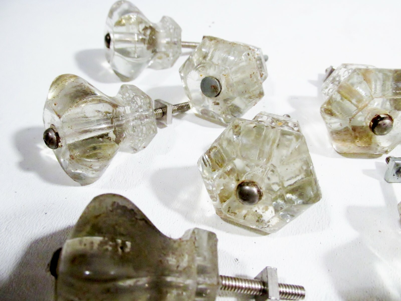 Lot 10 Antique Glass Knobs Drawer Cabinet Furniture Drawer Pulls Victorian