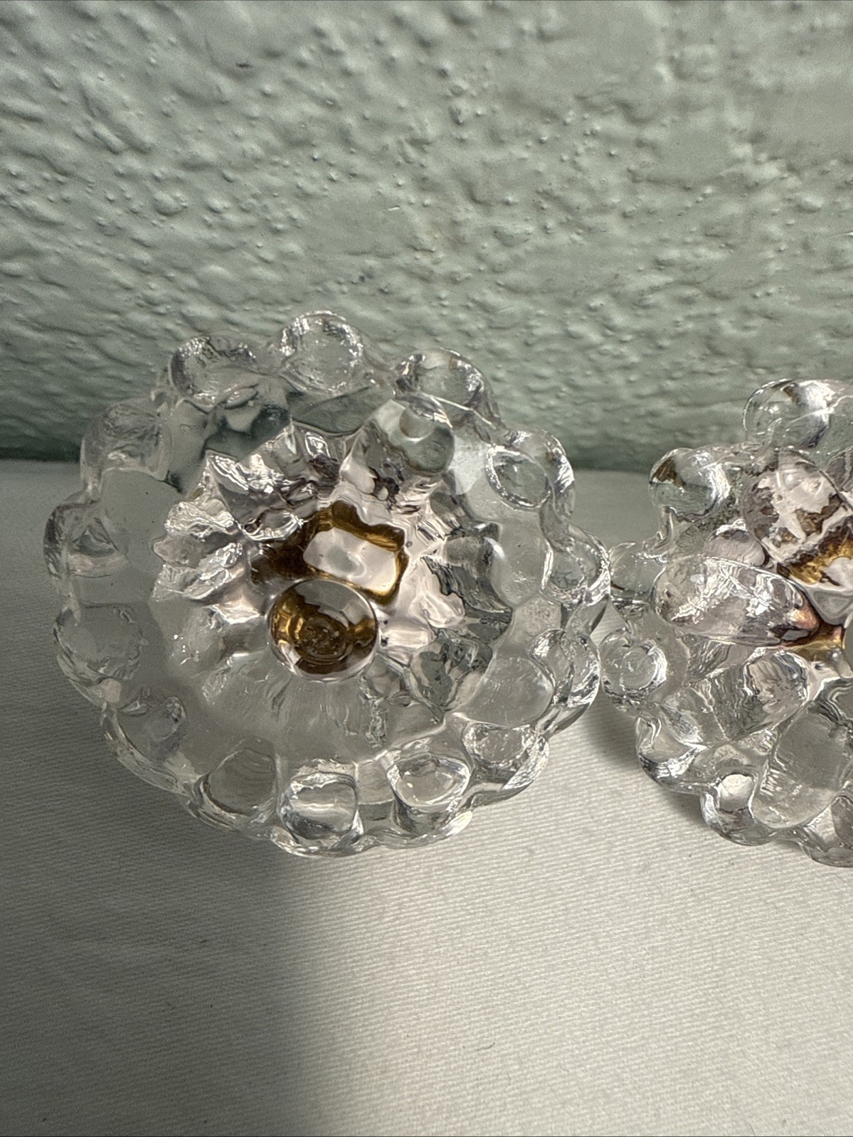 DRAWER CABINET KNOB PULL Flower Floral Clear Glass Fancy Chic Cottage LOT 4