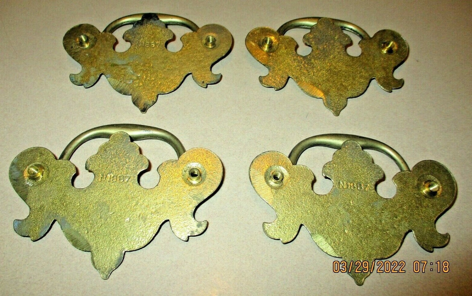 4 – VERY NICE, VINTAGE N.O.S. HEAVY SOLID BRASS DRAWER PULLS – DOOR HANDLES