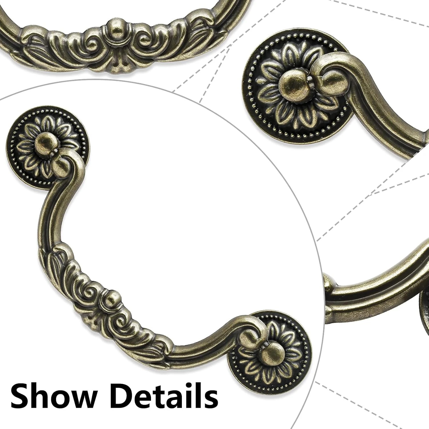 Uenhoy 4 Pcs 5 Inch Bail Handle Drop Pulls Vintage Drop Bail Drawer Pulls Antiqu