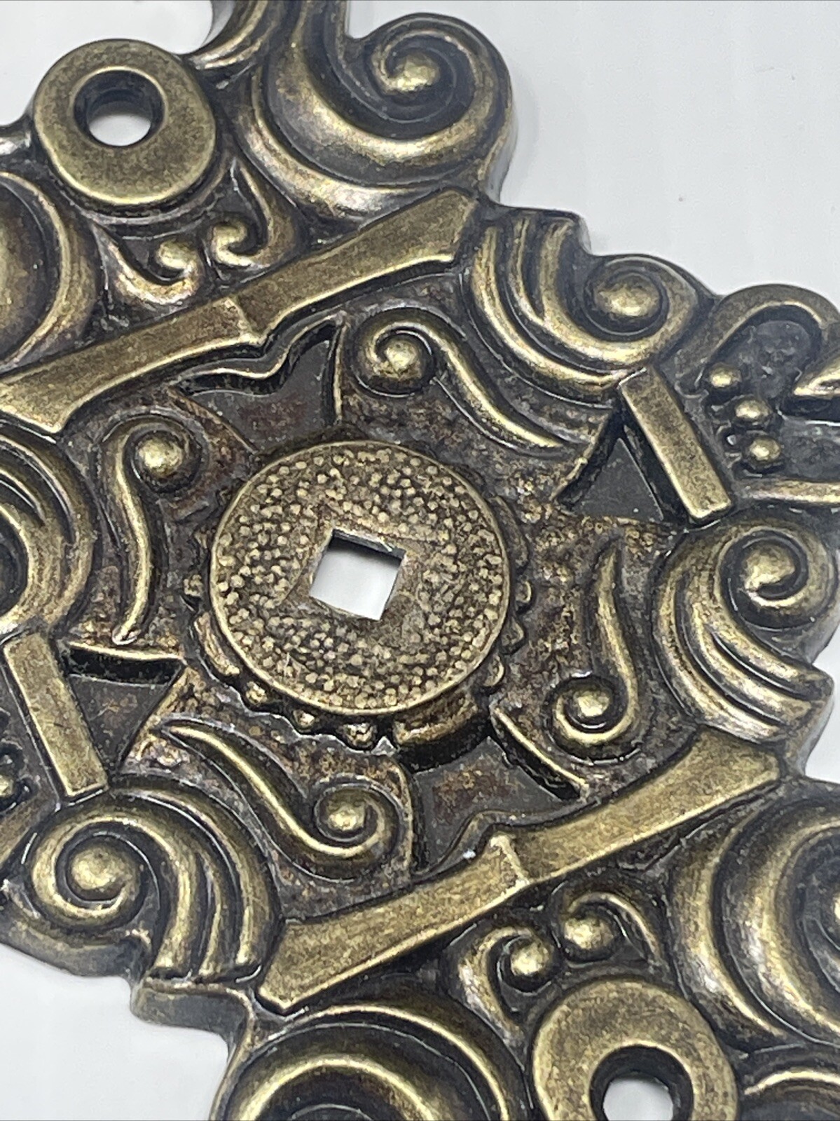 Vintage Hyer Ornate Brass Cabinet Door Plate Large Hollywood Regency Mid Century