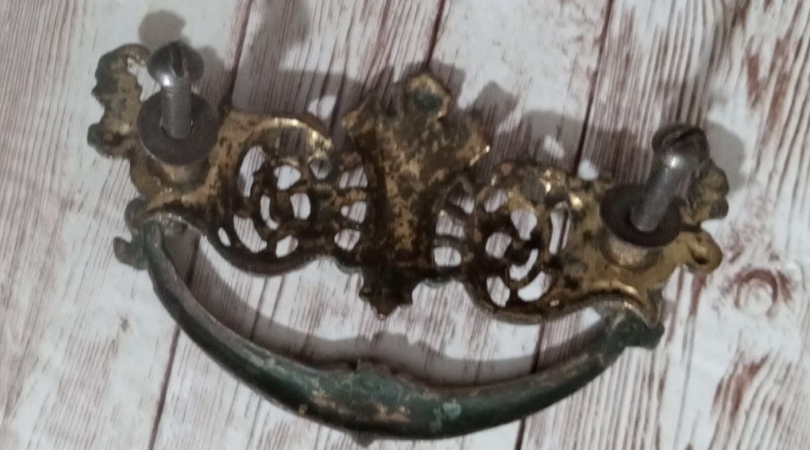 7 Antique Cast Brass Drawer Pulls Drop Bail Victorian Furniture Handle Hardware