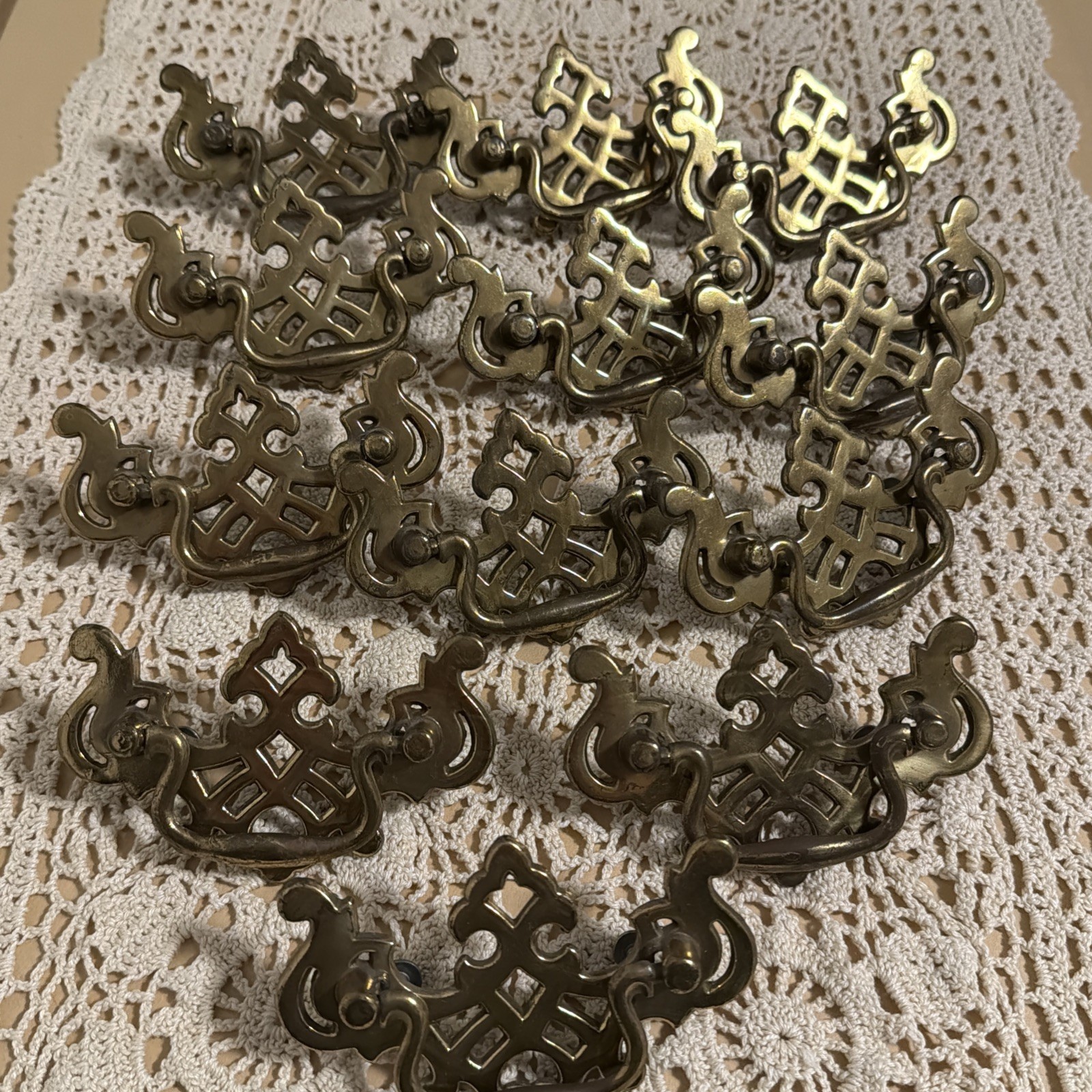 1985 Vintage Brass Batwing Chippendale Drawer Handles Pulls 12 available or all