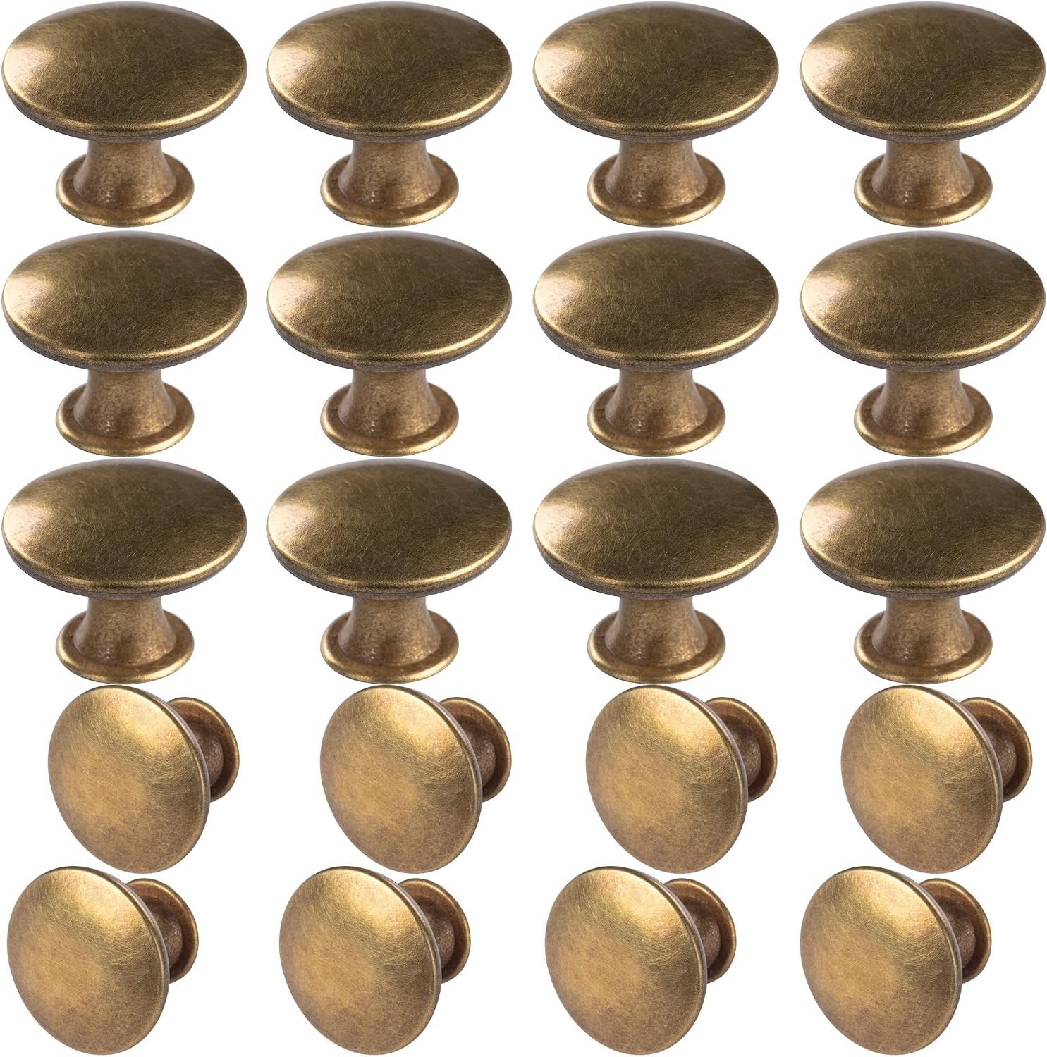 Classic Round Drawer Pulls: 6 Pack Antique Brass Knobs with Versatile Screws