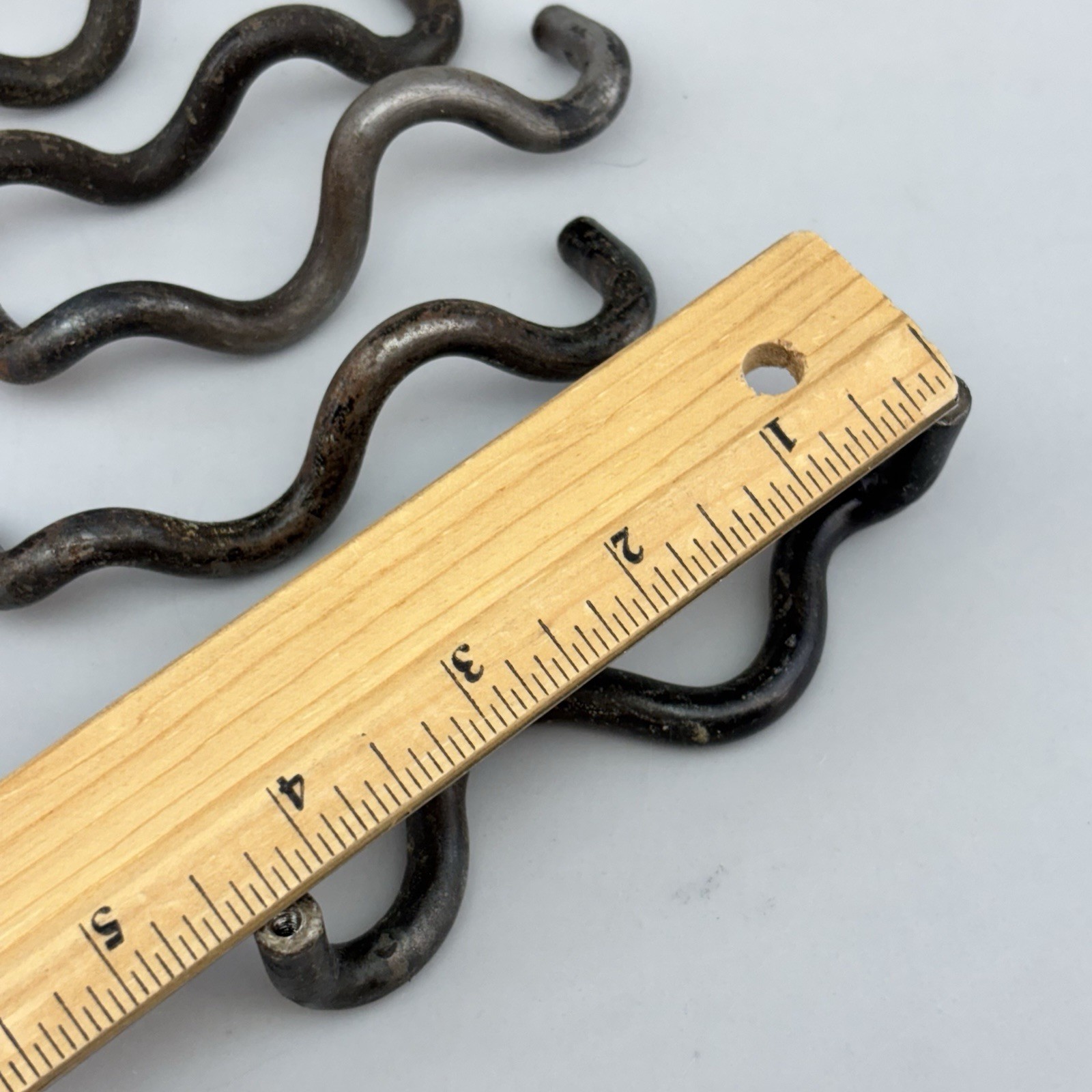 Lot/6 Vintage 4.5” Iron Cabinet Door Drawer Handles Pulls Hardware Rustic Curvy