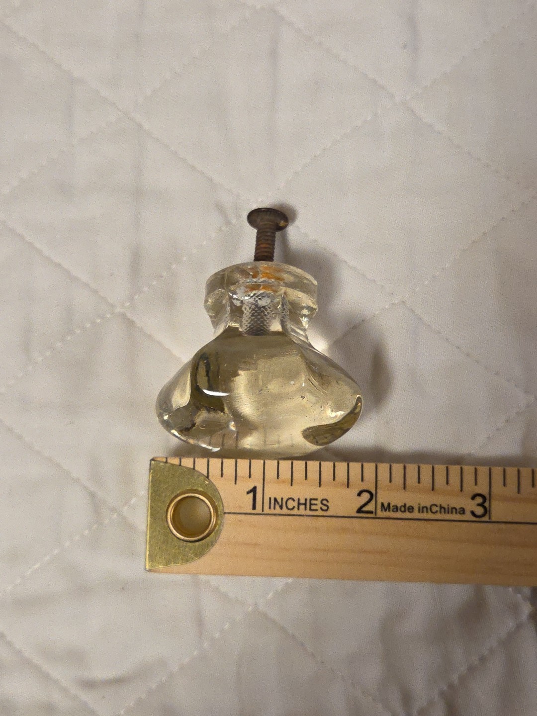 Vintage Antique 6 Sided Hexagon Clear Glass Drawer Pull Cabinet Knob