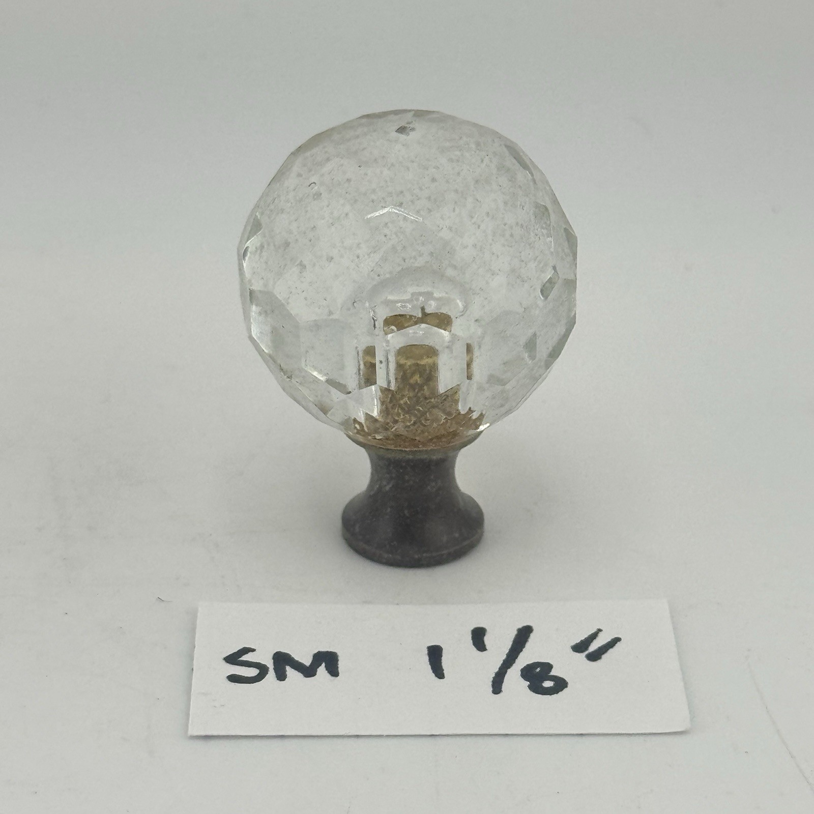 Lot 23 VTG 1930’s Faceted Glass Crystal Drawer Pulls Brass Cabinet Knobs 3 Sizes