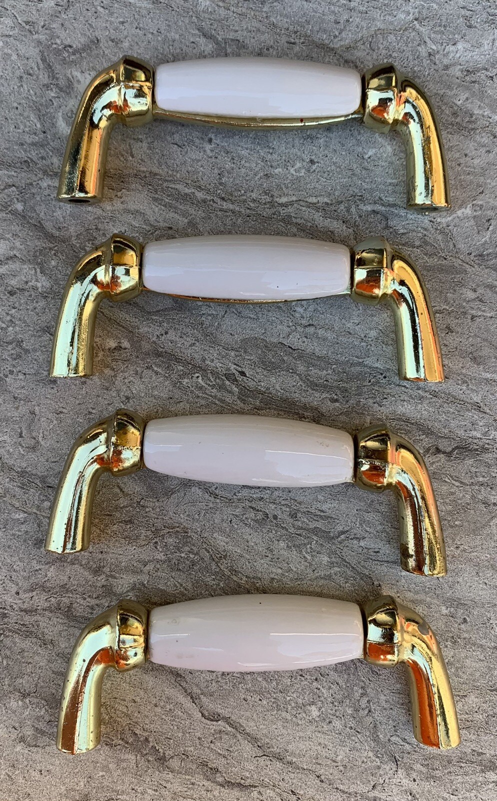 PORCELAIN HANDLES PULLS 4 Brass Handles 5 Pulls LOT OF 9 Mixed White Beige