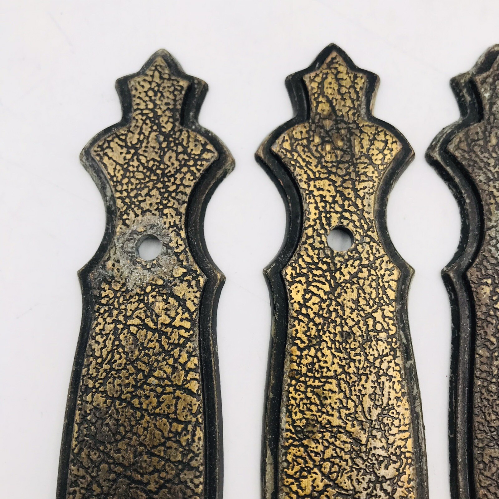 Vintage 1973 Lot Four (4) JB JayBee 358 Burnished Brass Drawer Pull Backplate