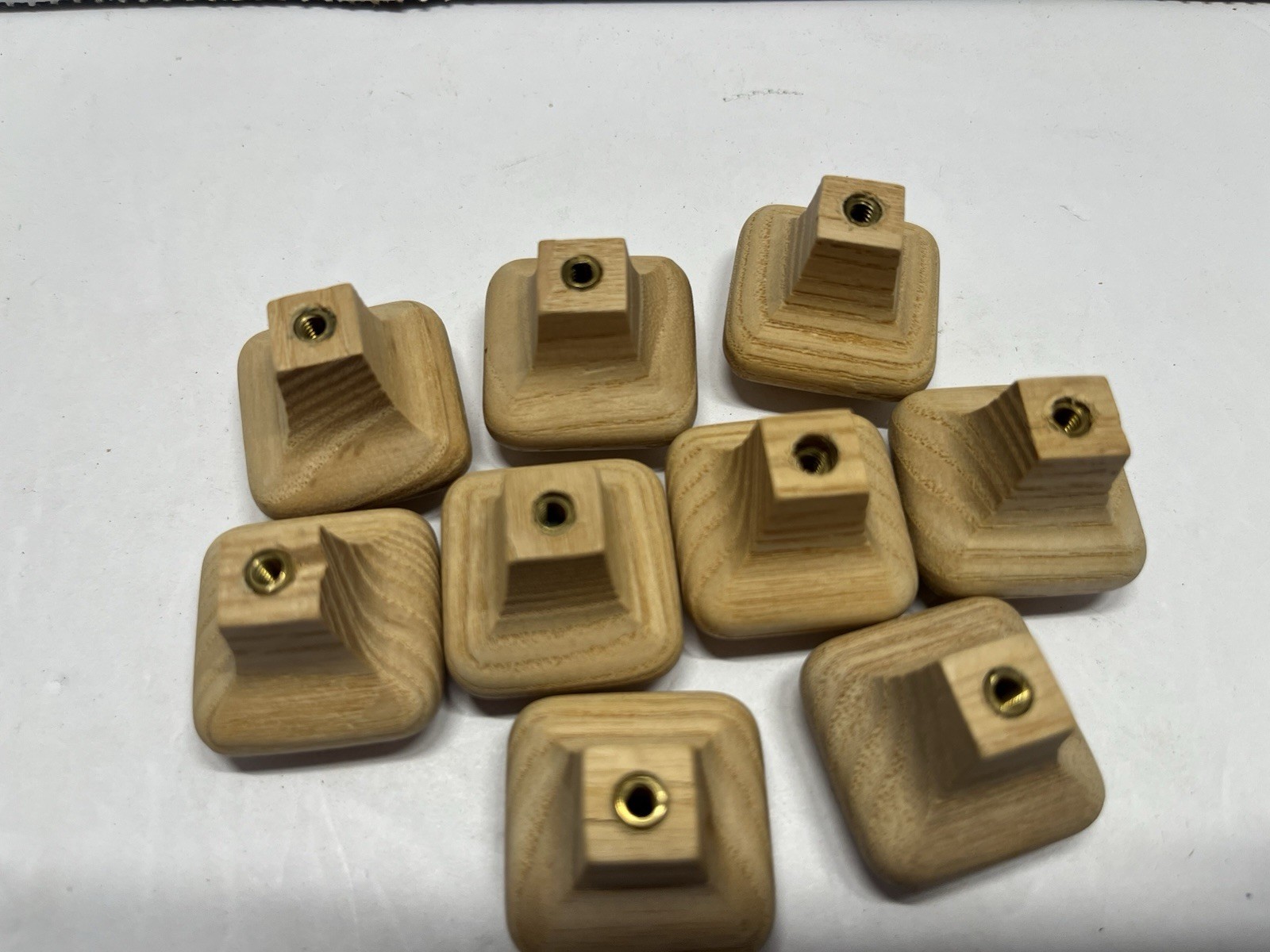 Vintage Lot (9) NOS Square Natural/Unfunished Fixed Wood Drawer/Cabinet Knobs