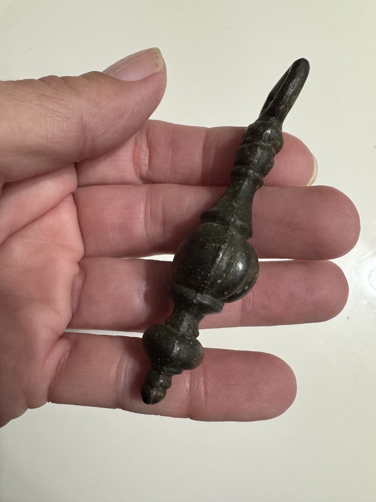 Vintage Large Bronze Antique Brass Tone Finish Hanging Drop Drawer Pull Hardware