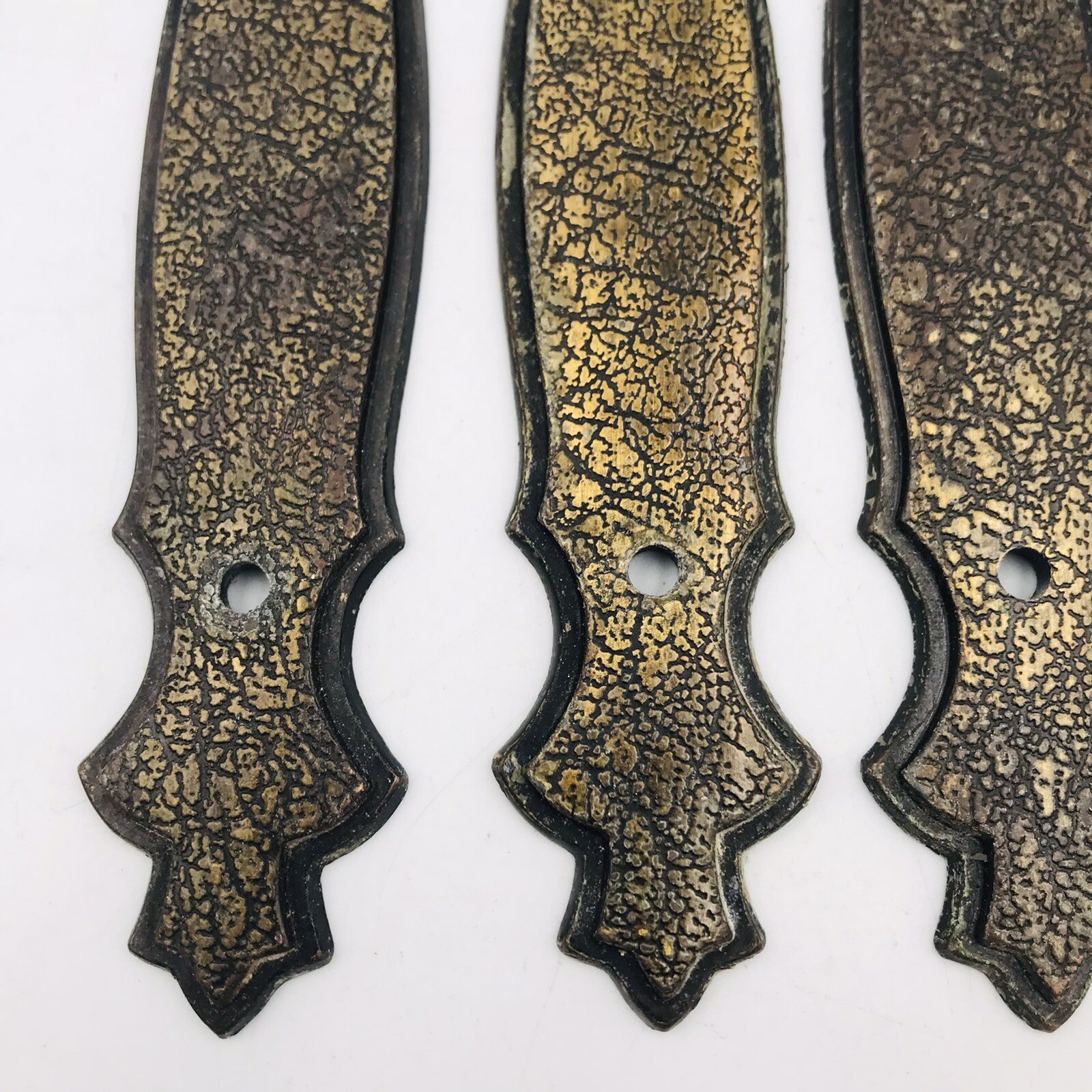 Vintage 1973 Lot Four (4) JB JayBee 358 Burnished Brass Drawer Pull Backplate