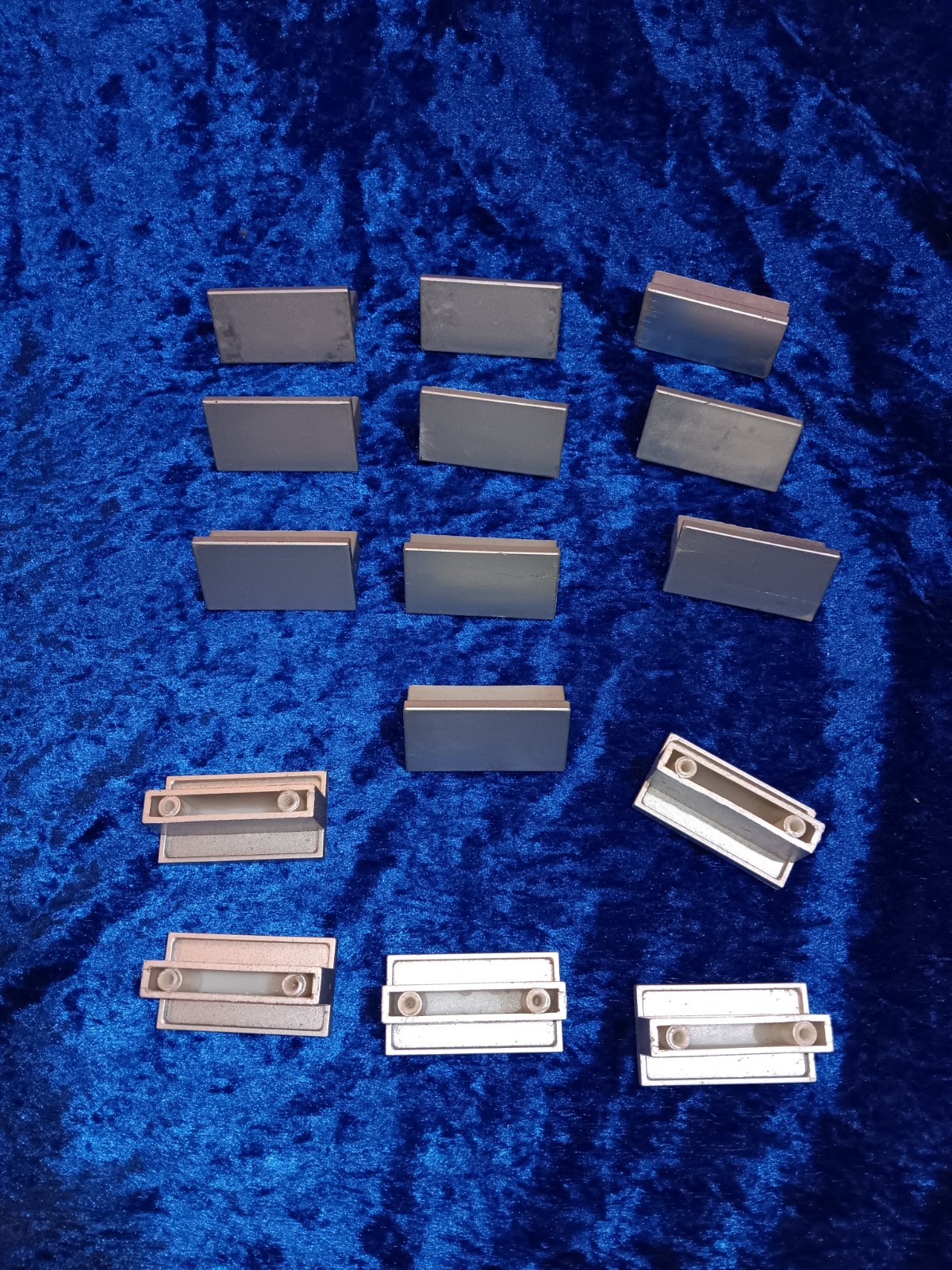 Set of 15 Reclaimed Silver Plastic Rectangular Modern Project Cabinet Handles