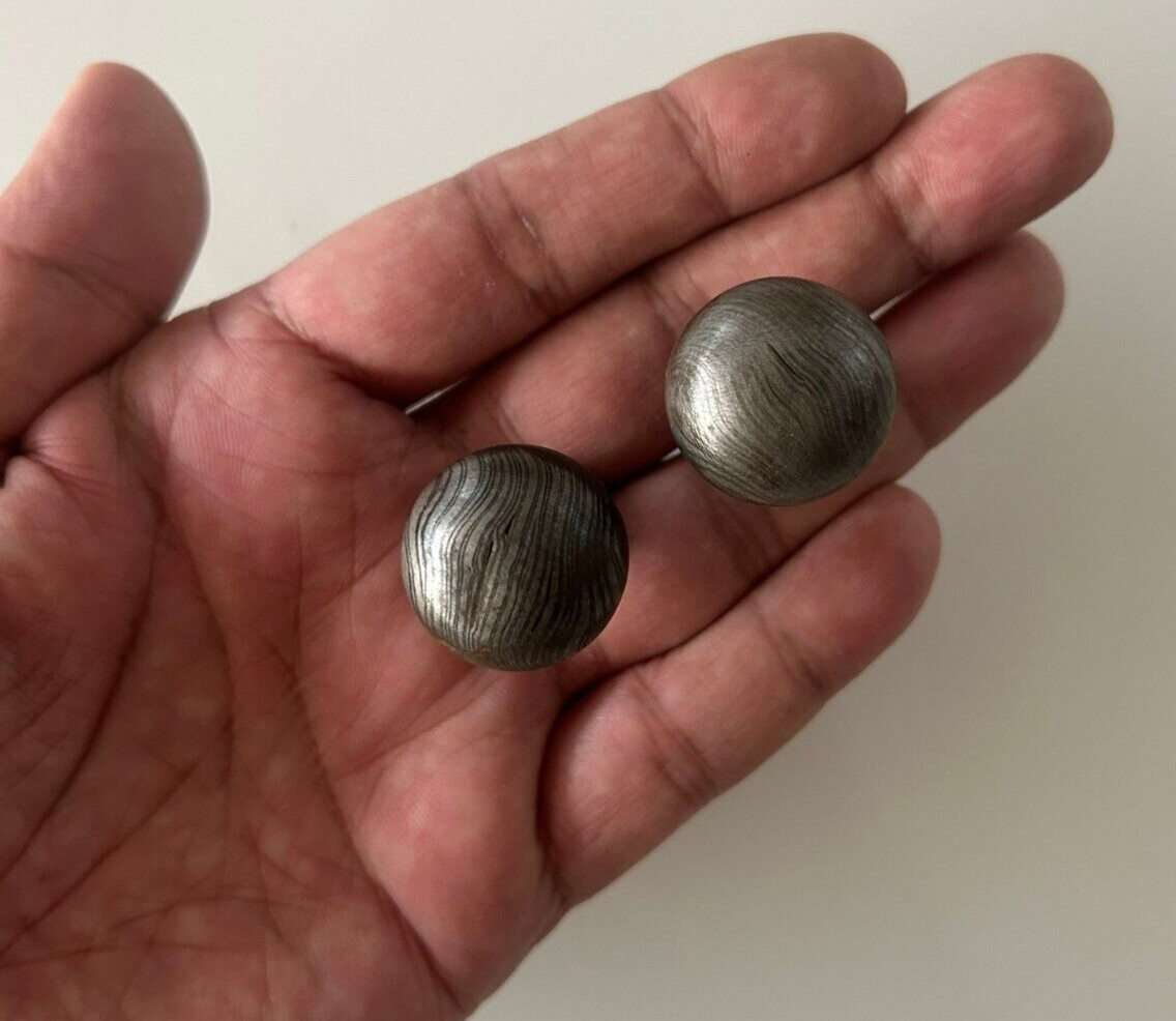 Vintage Damascus Steel Round Cabinet Drawer Ornate Knob Pull Handle 2pcs
