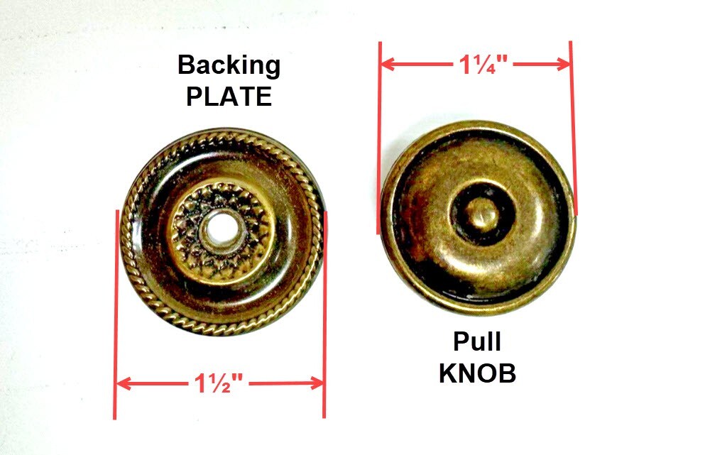 3 Vintage Ornate Round Knobs Pulls Furniture Hardware Architectural Salvage