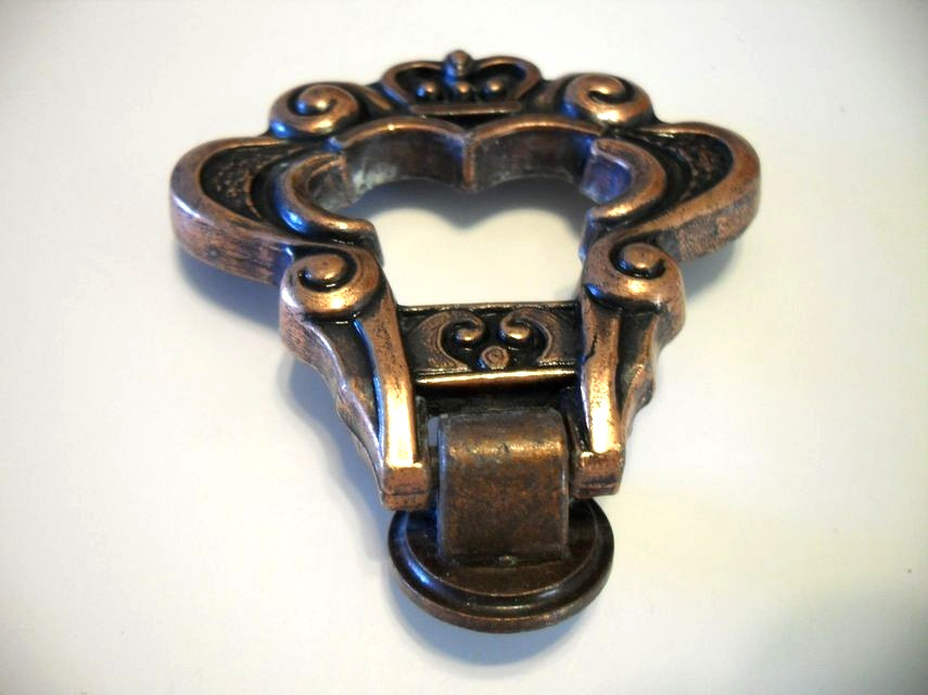 Vintage Nos Copper Drop Ring Finger Pull Drawer / Cabinet Door / Dresser Handle