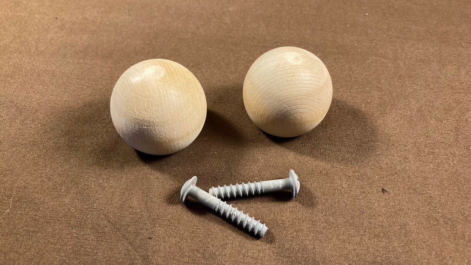 Pair of Wood Round Ball Orb Knob Pulls Vintage Furniture Dresser Drawer MCM USA