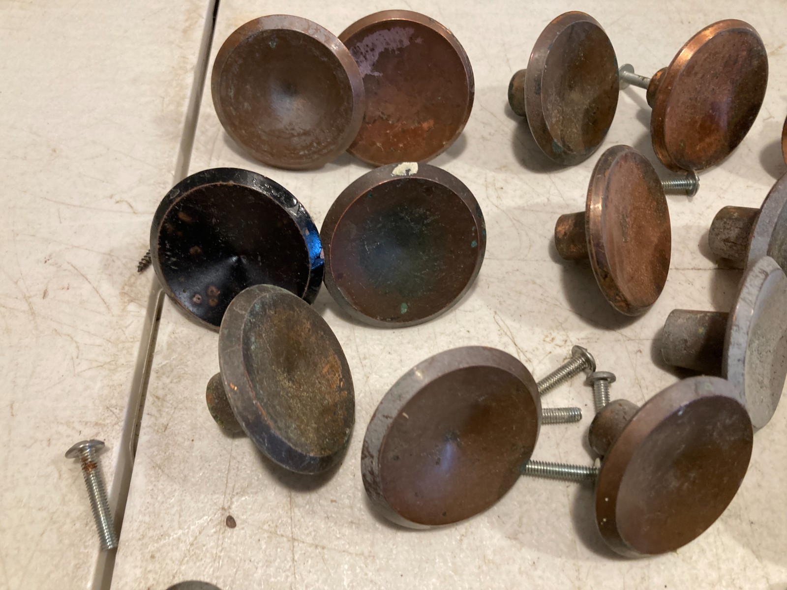 Vtg Amerock RDCA 1960 Bronze Copper Floral Knobs Pulls French Provincial 28+ pcs